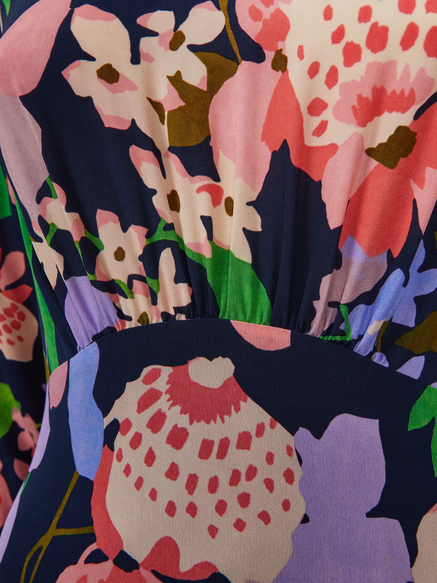 Florere Floral Long Sleeve Midi Dress in Navy - Image 6 of 6