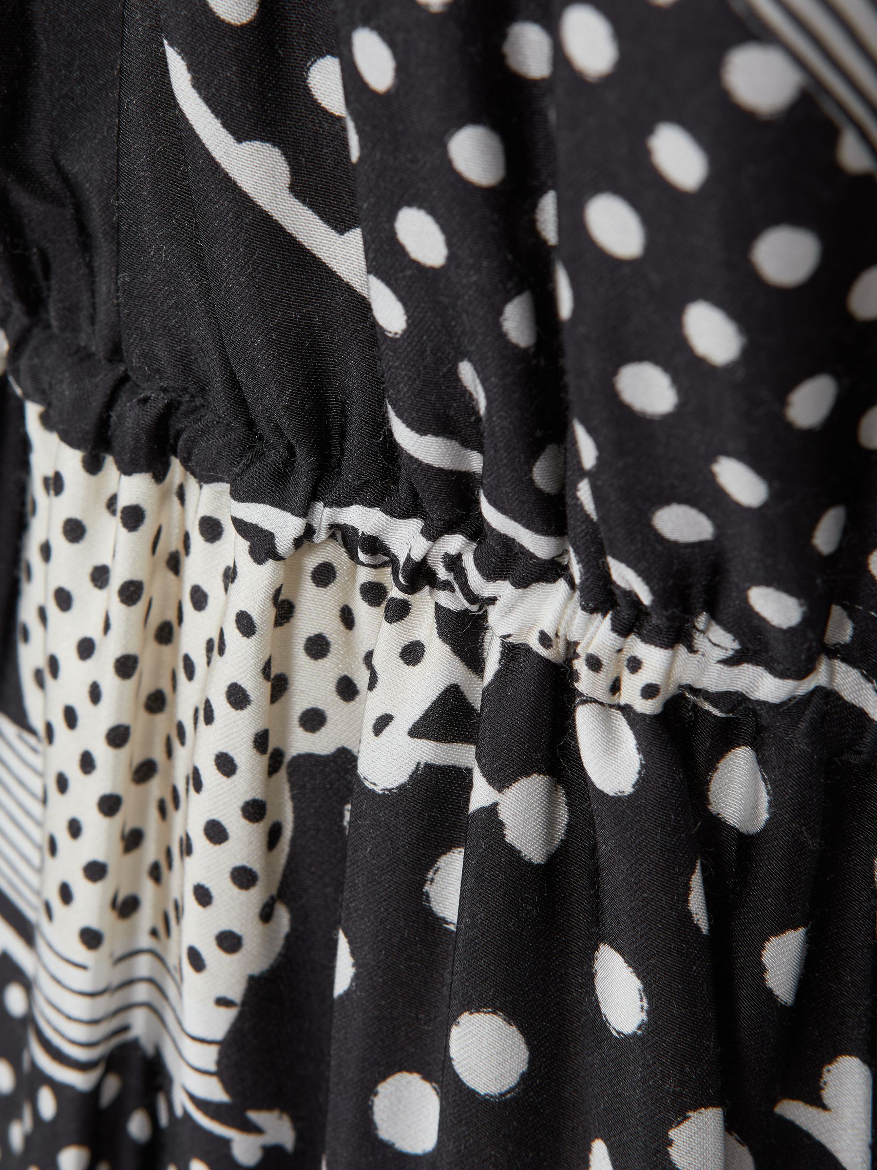 Reiss Florere Polka Dot Puff Sleeve Mini Dress in Black - REISS