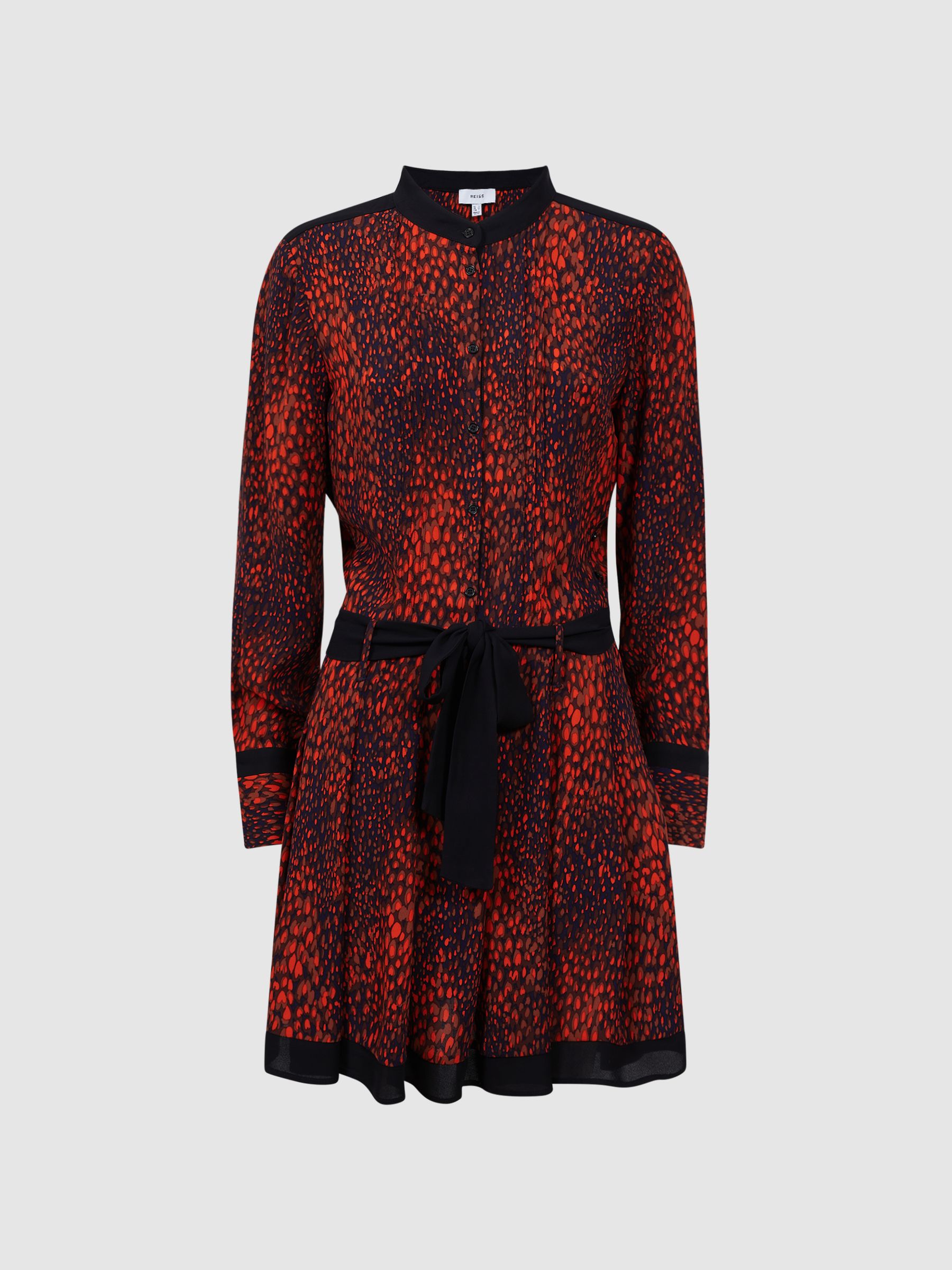 Animal Print Belted Mini Dress in Red - Image 2 of 5