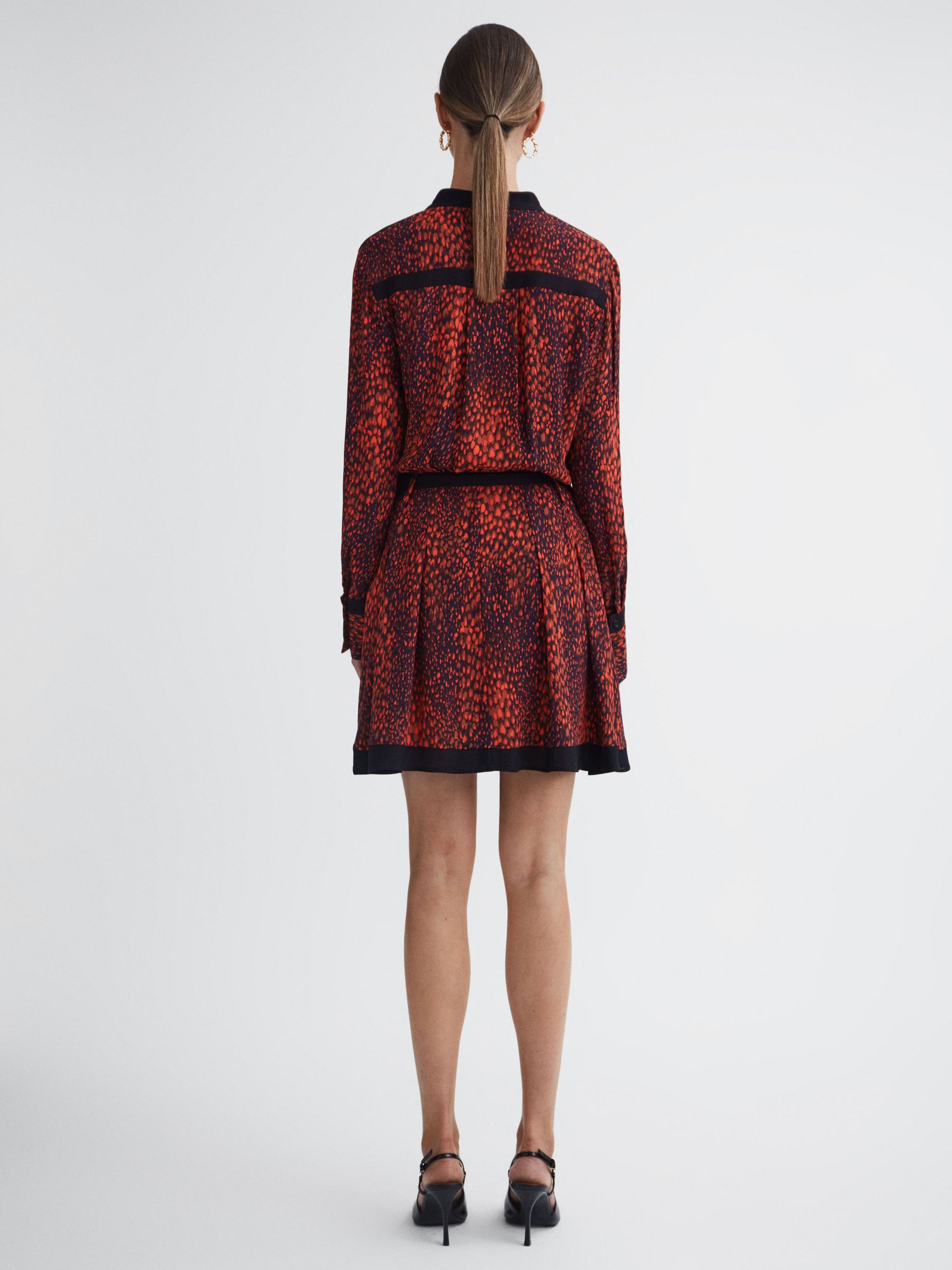 Animal Print Belted Mini Dress in Red - Image 5 of 5