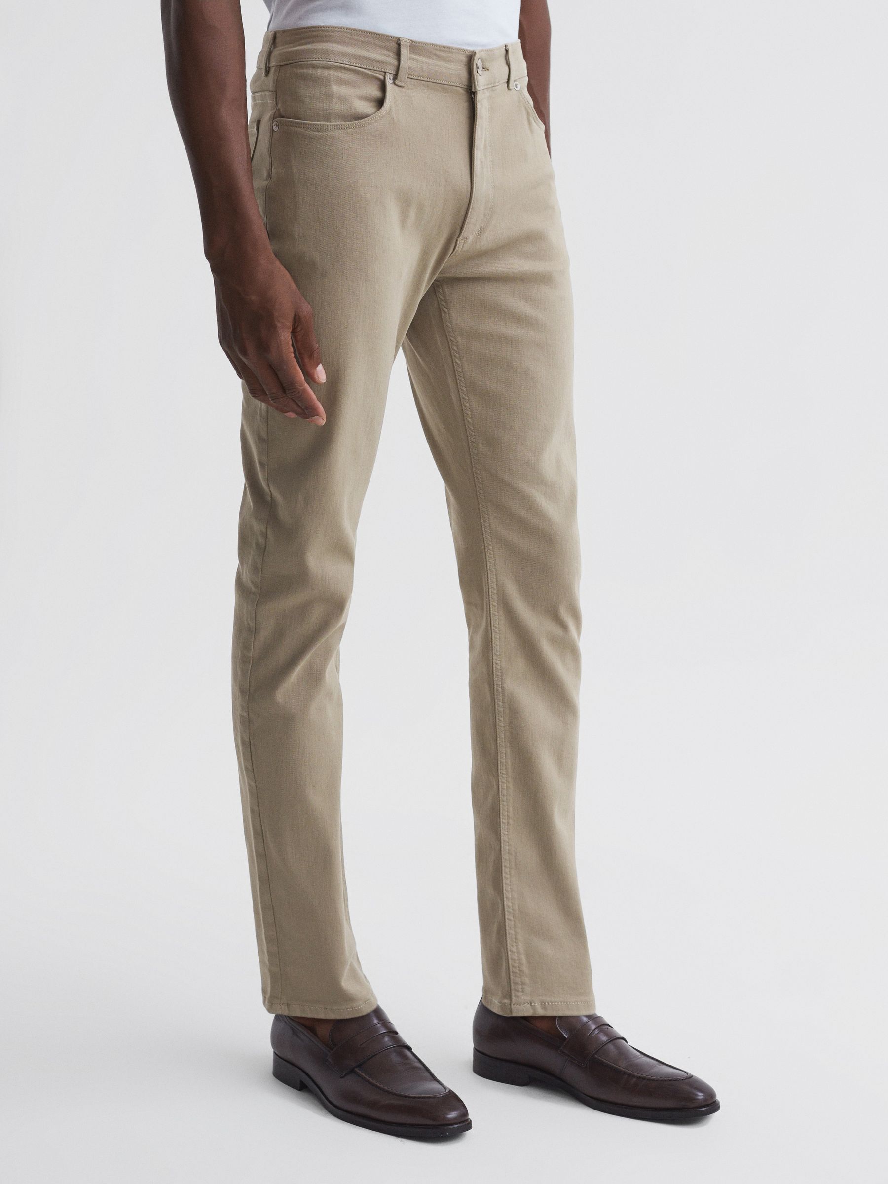 Slim Fit Brushed Jeans in Sage - Image 1 of 4