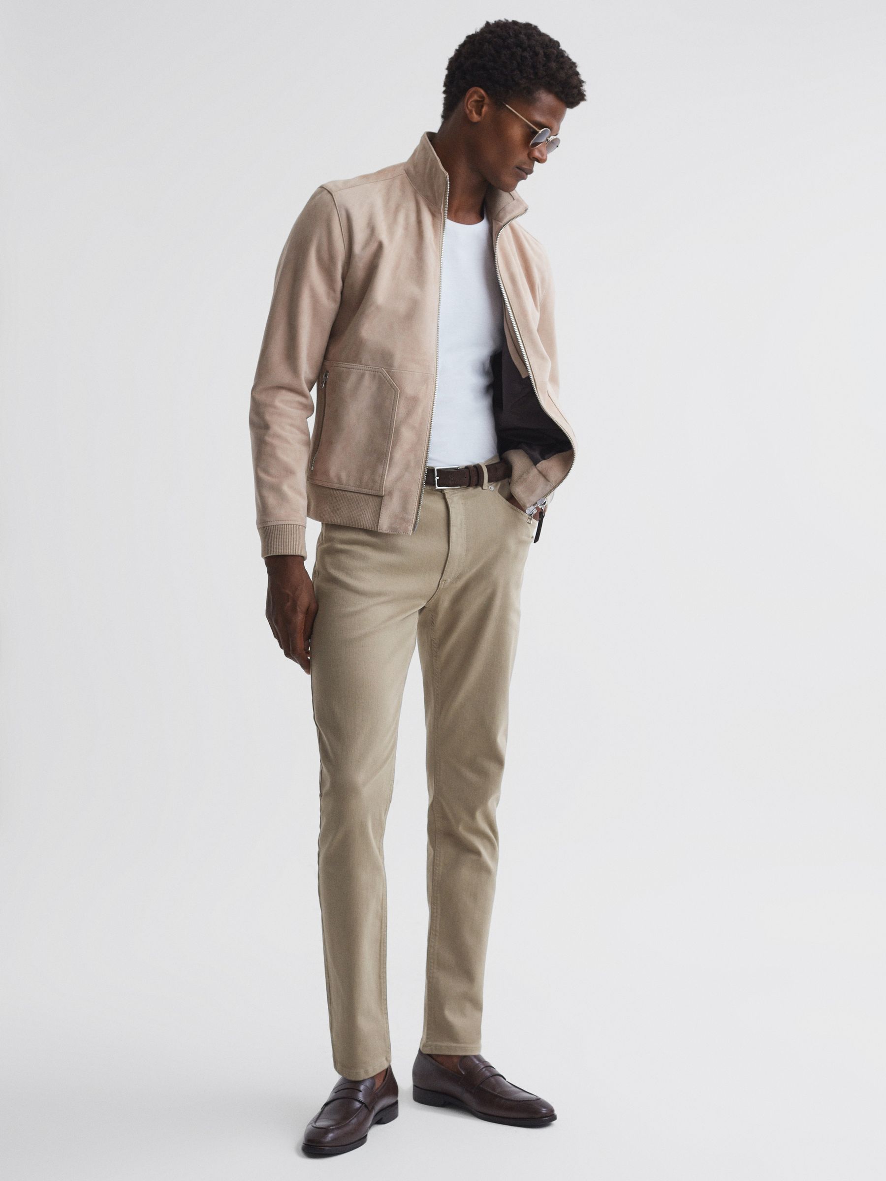 Slim Fit Brushed Jeans in Sage - Image 3 of 4