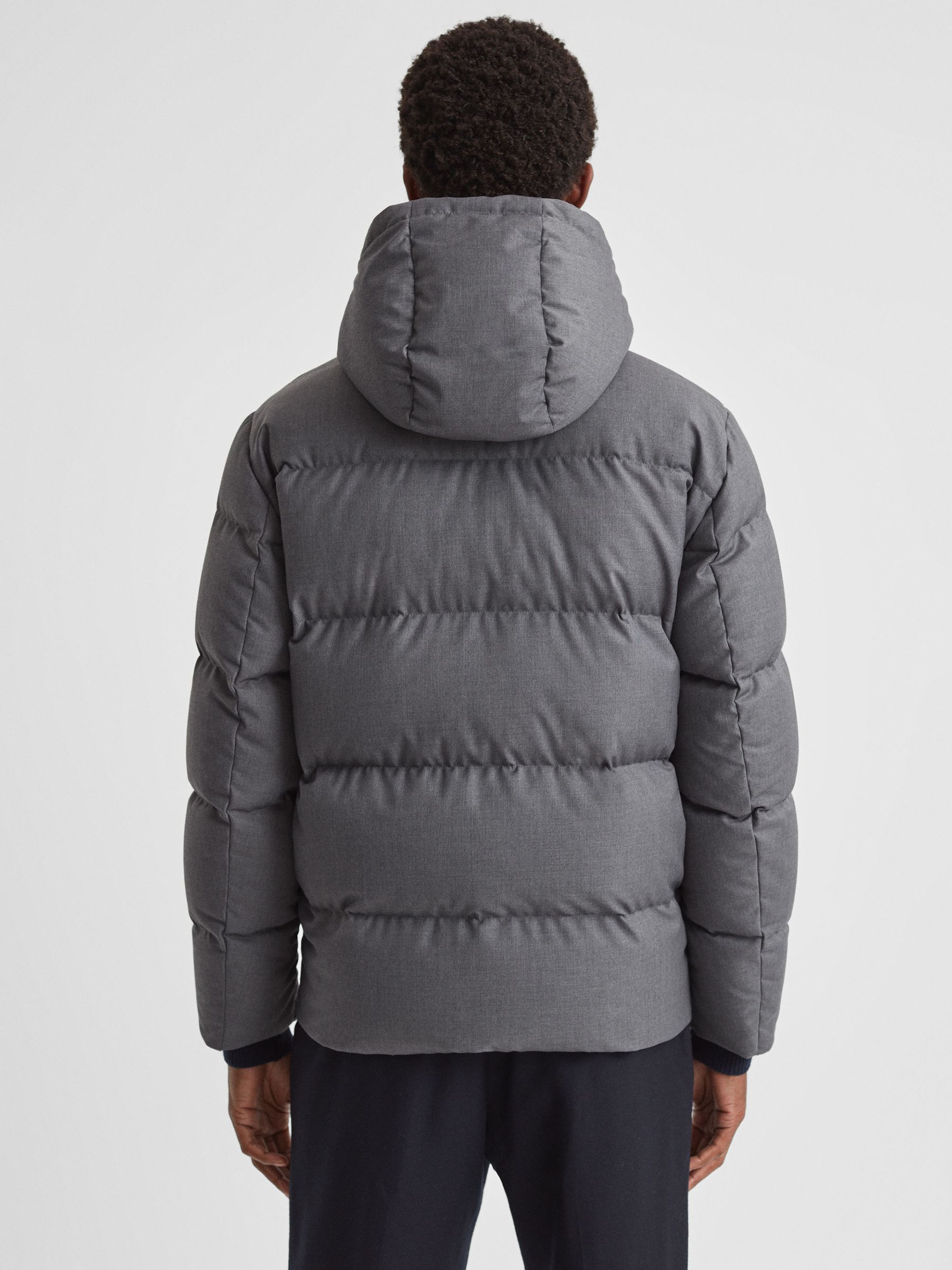 Quilted Short Hooded Coat in Grey - Image 5 of 7