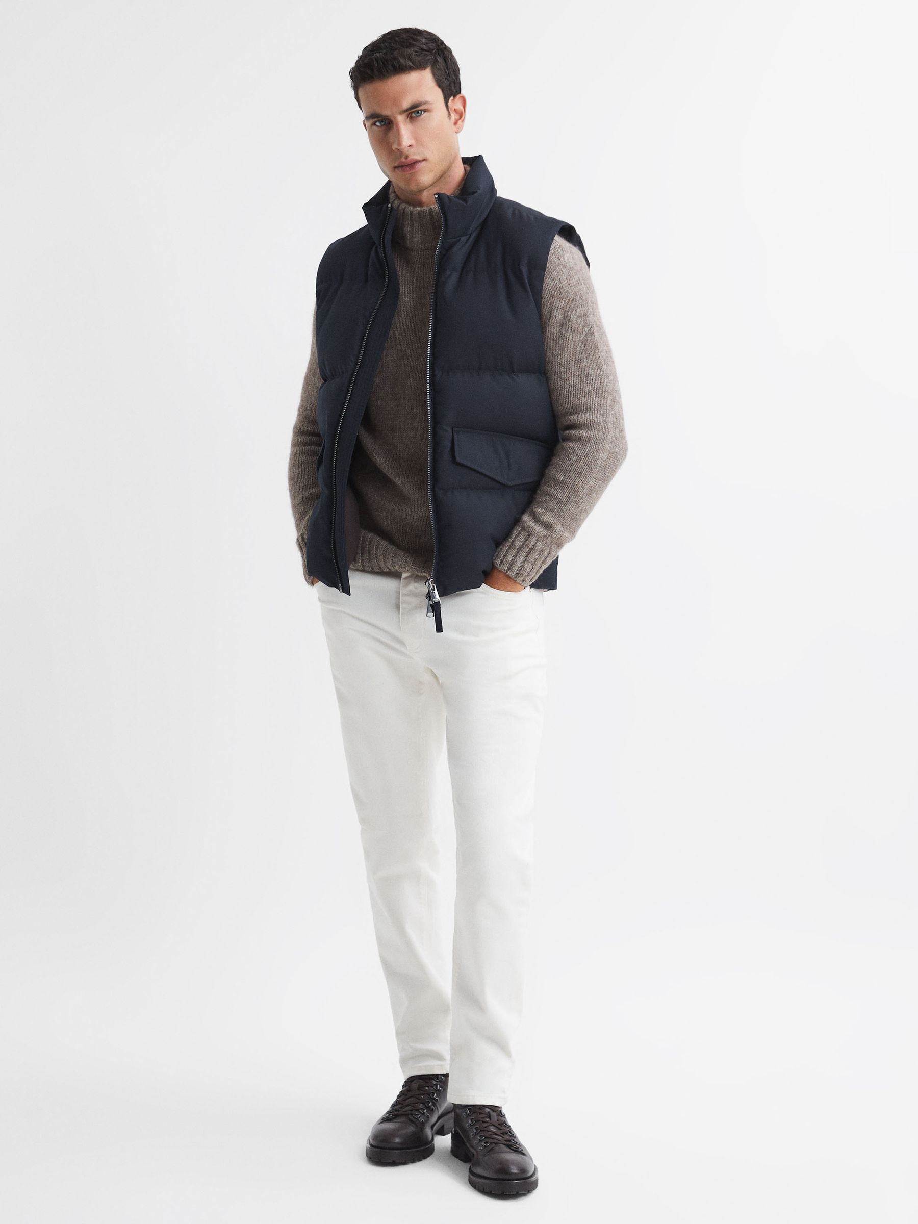 Quilted Sleeveless Gilet in Navy - Image 1 of 4