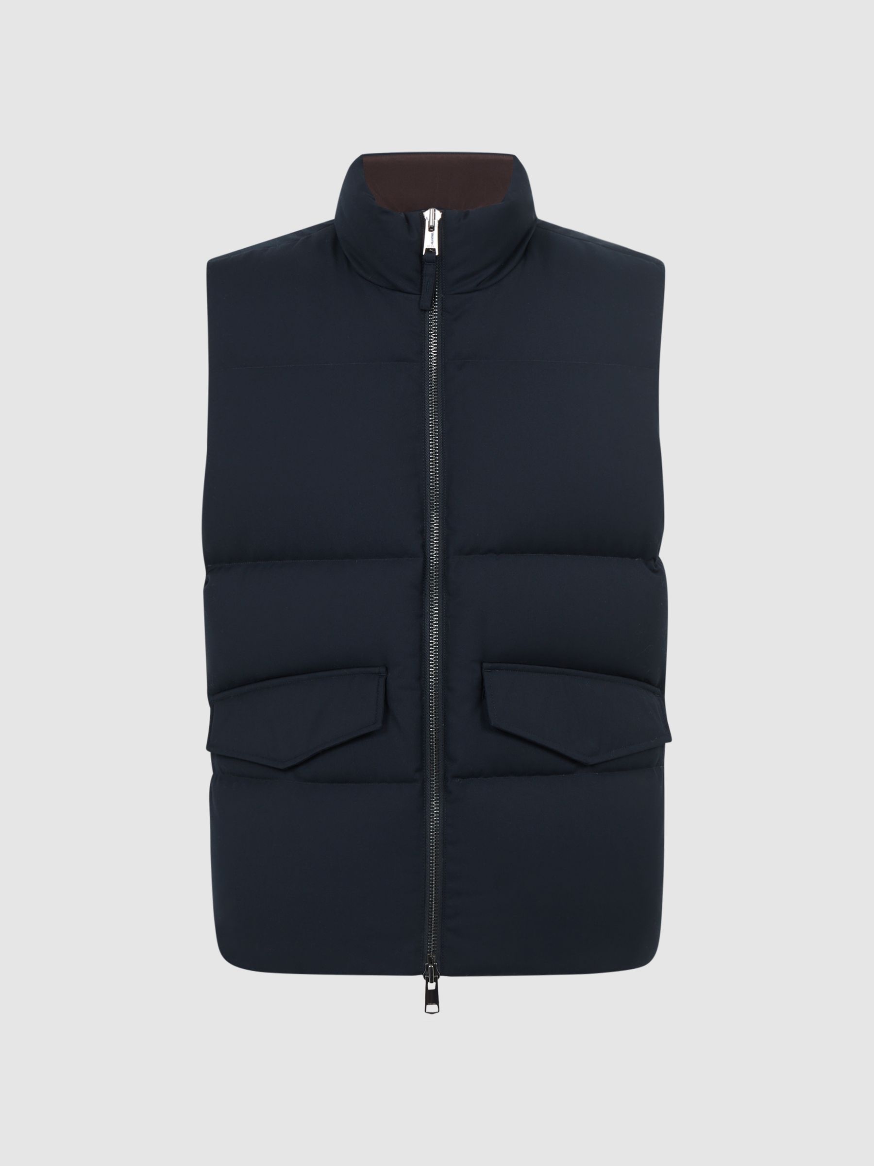Quilted Sleeveless Gilet in Navy - Image 2 of 4