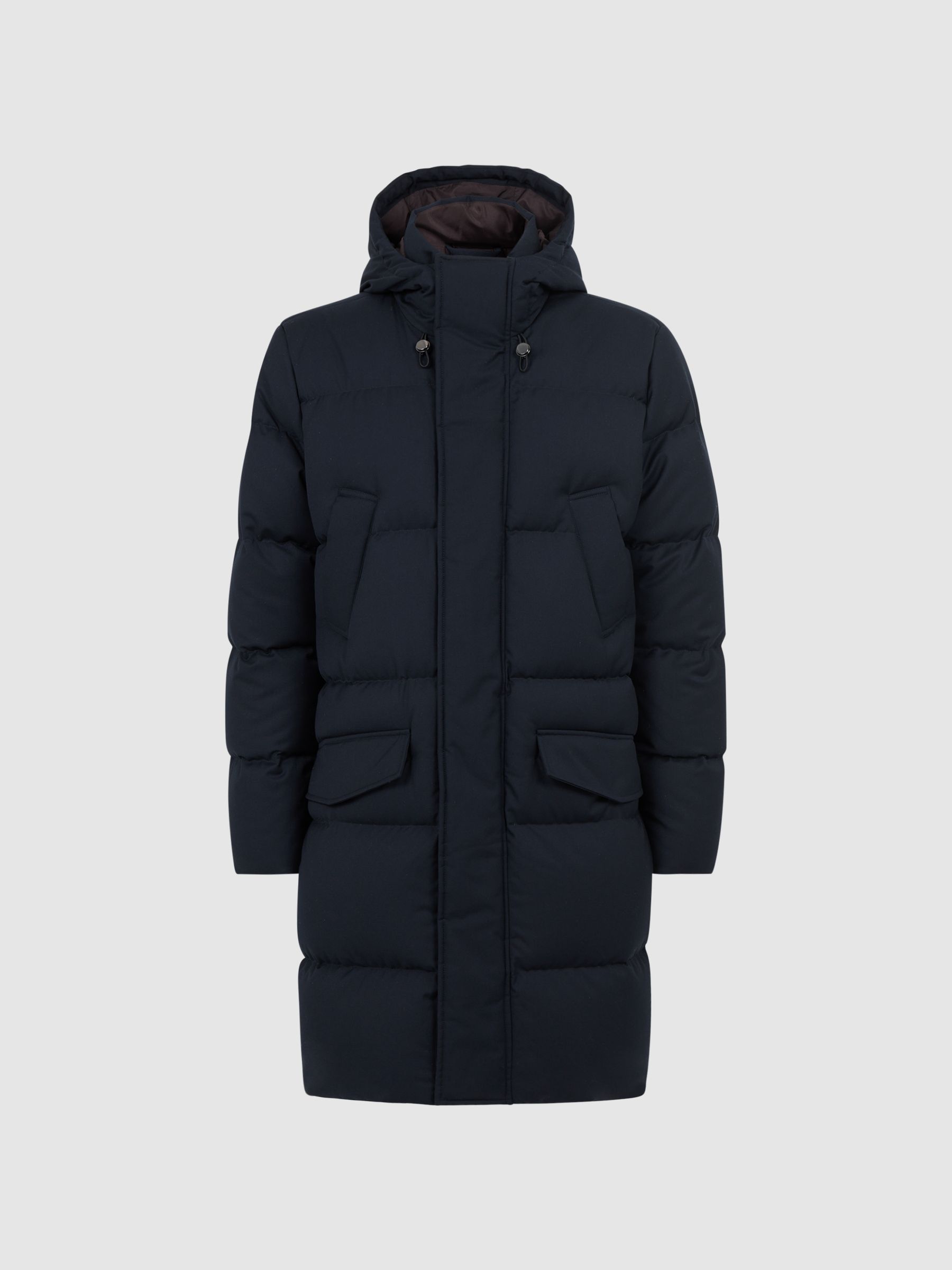 Quilted Hooded Coat in Navy - Image 2 of 5