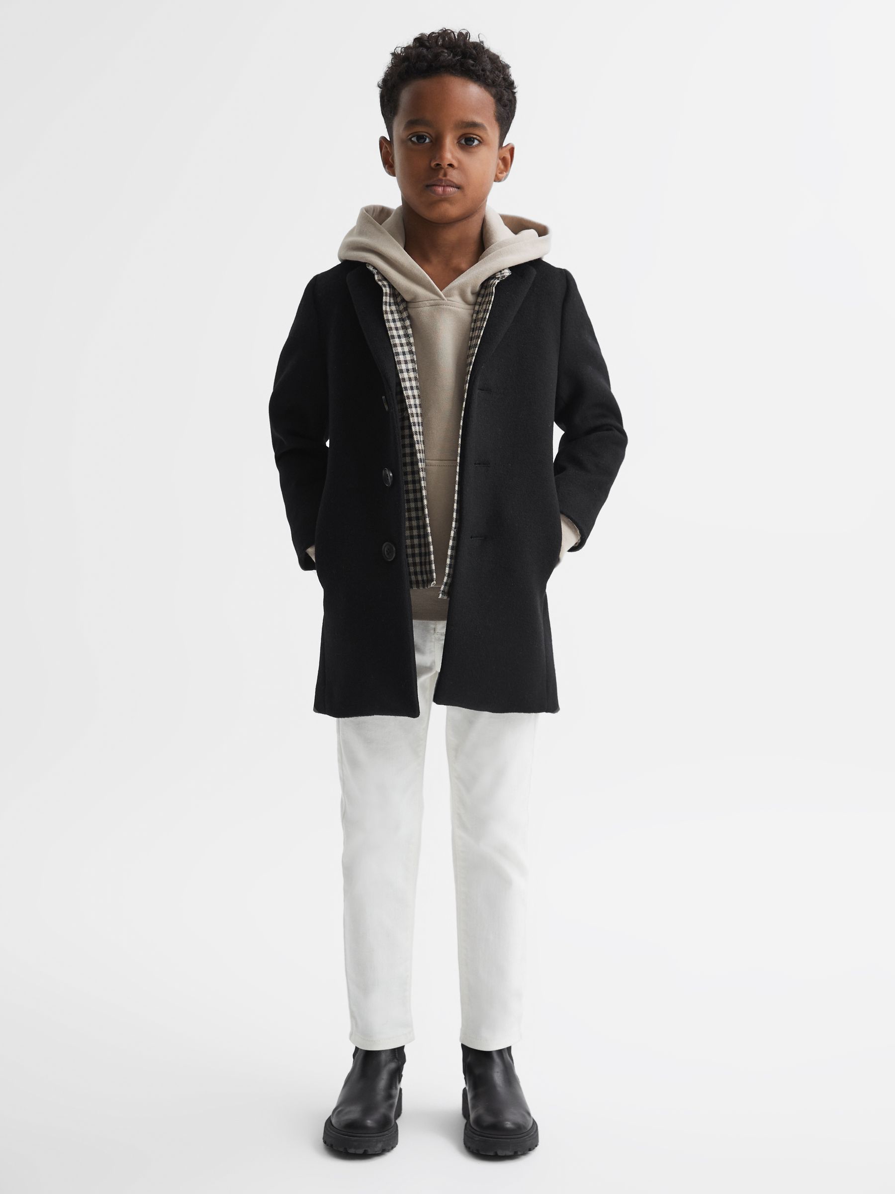 3-9 yrs Single Breasted Epsom Overcoat in Black - Image 5 of 7