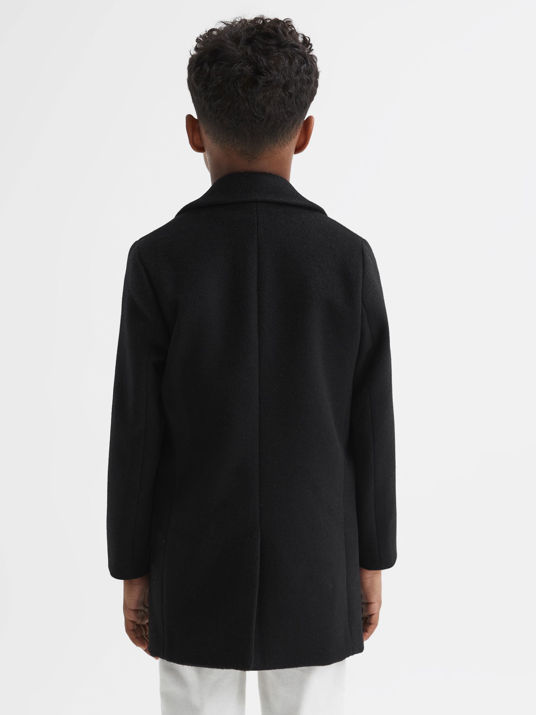 3-9 yrs Single Breasted Epsom Overcoat in Black - Image 6 of 7