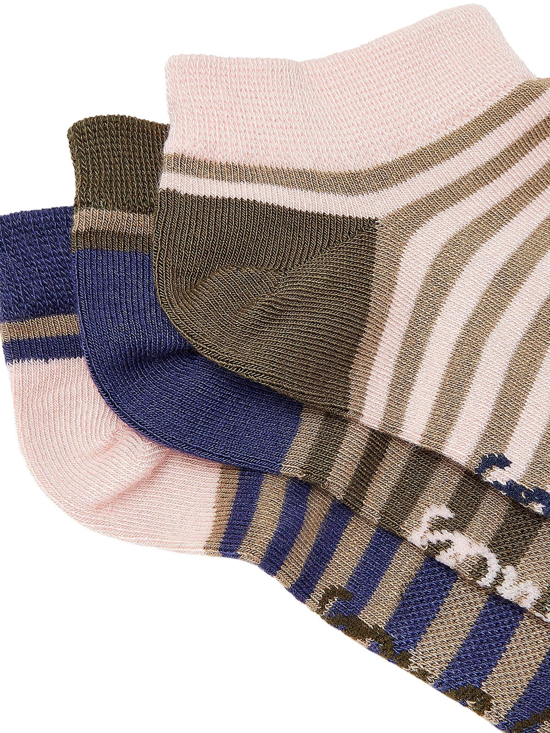 Rilla Pink Striped Trainer Socks (3 Pack) - Image 3 of 3