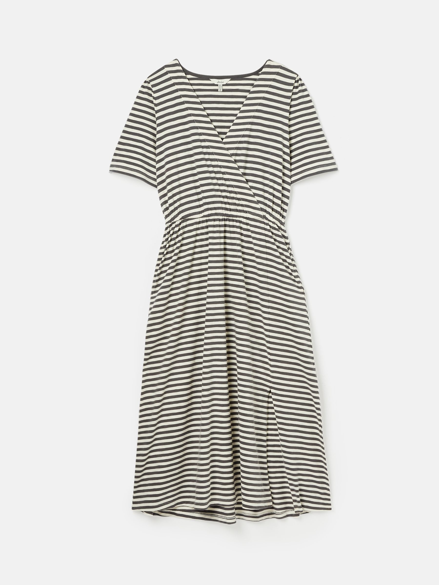Marianne Grey Striped Wrap Midi Dress - Image 6 of 6 Marianne Grey Striped Wrap Midi Dress - Image 6 of 6