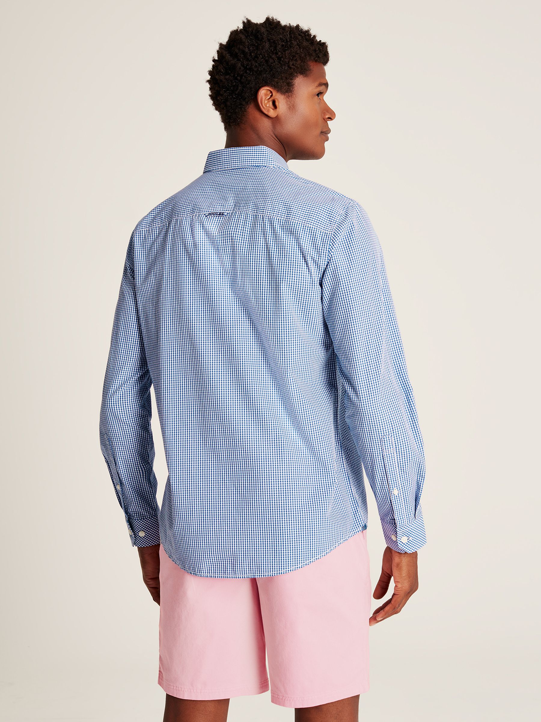 Abbott Blue Gingham Cotton Poplin Shirt - Image 3 of 5