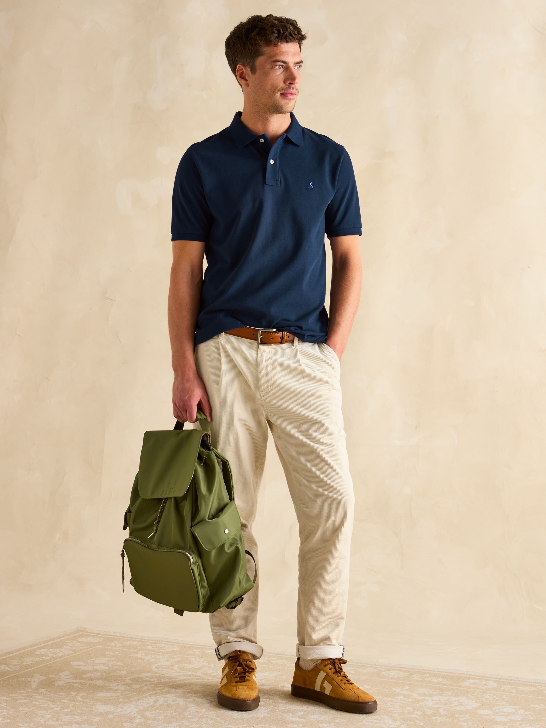 Woody Navy Blue Cotton Pique Polo Shirt - Image 3 of 6