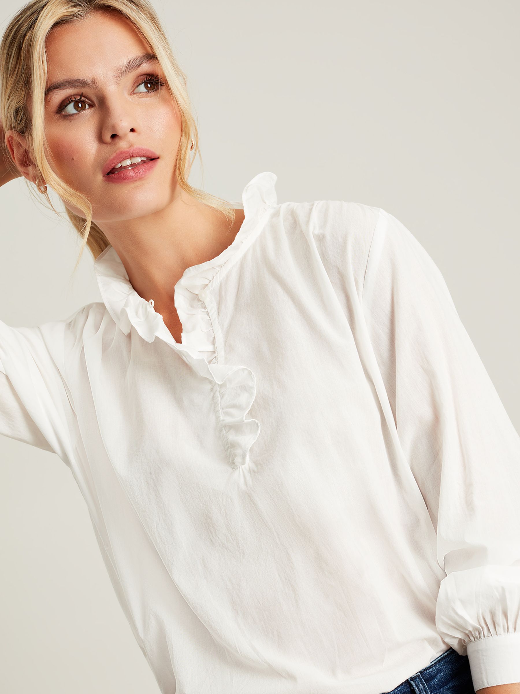 Melanie White Frill Blouse | Joules