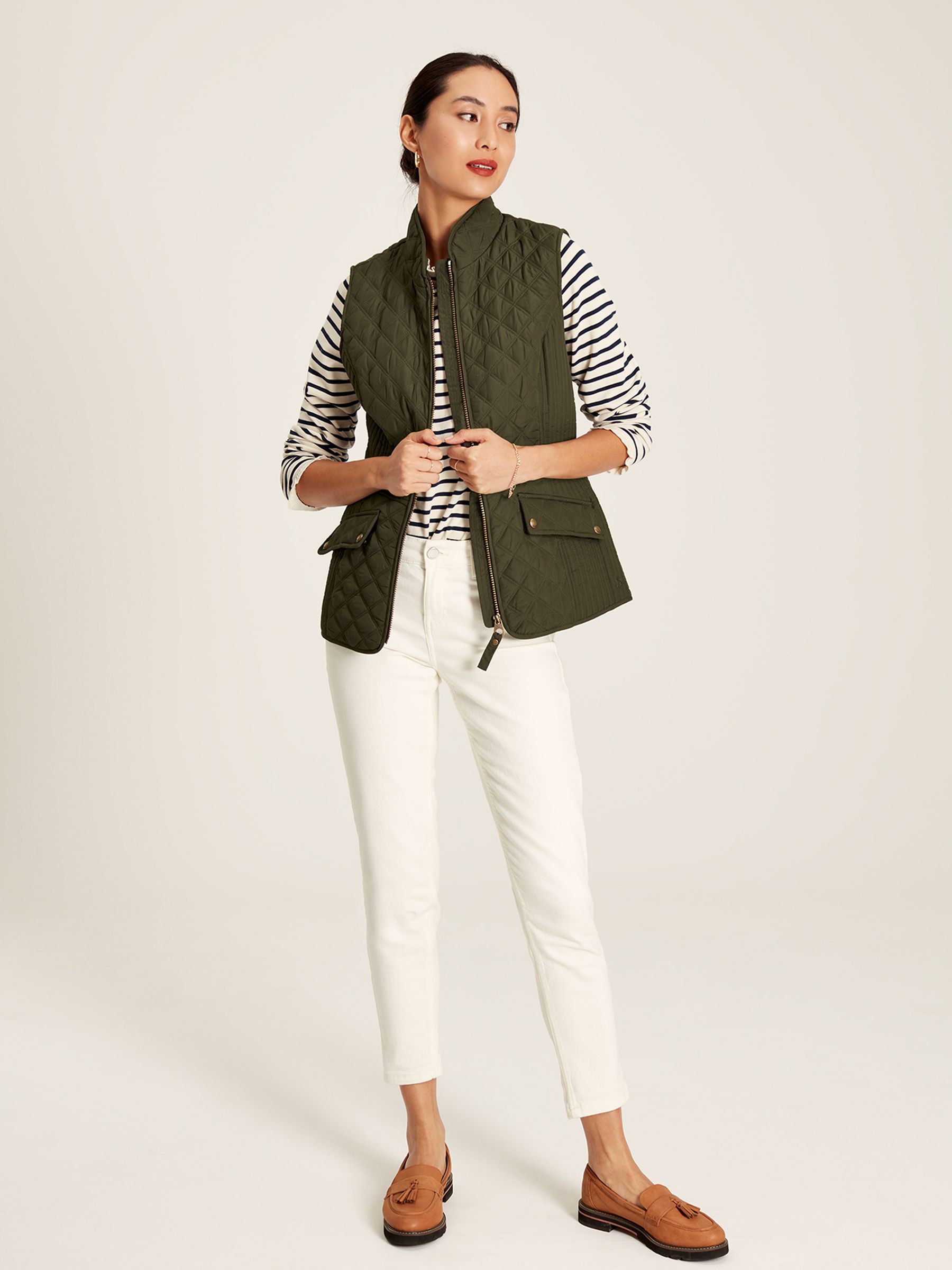 Minx Green Showerproof Diamond Quilted Gilet - Image 1 of 5