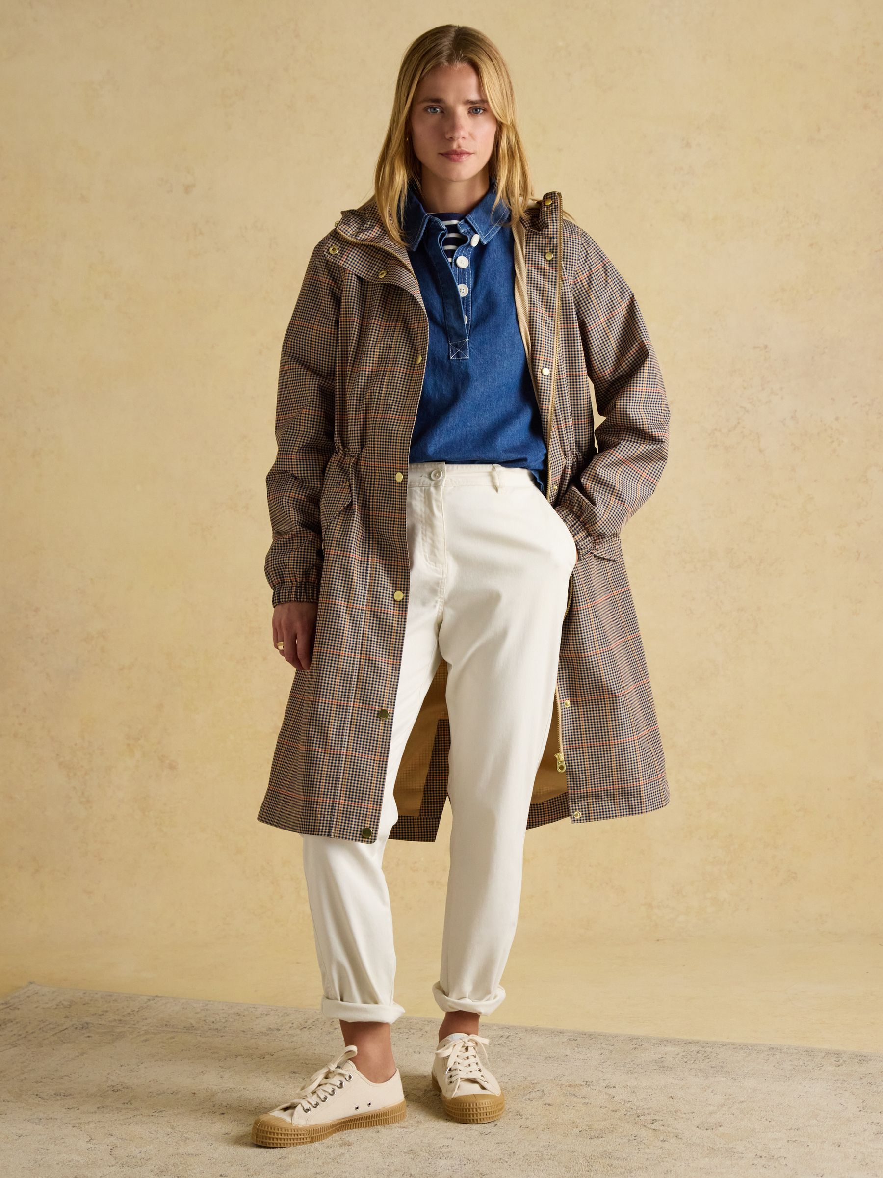 Holkham Brown Check Waterproof Packable Raincoat With Hood - Image 5 of 11