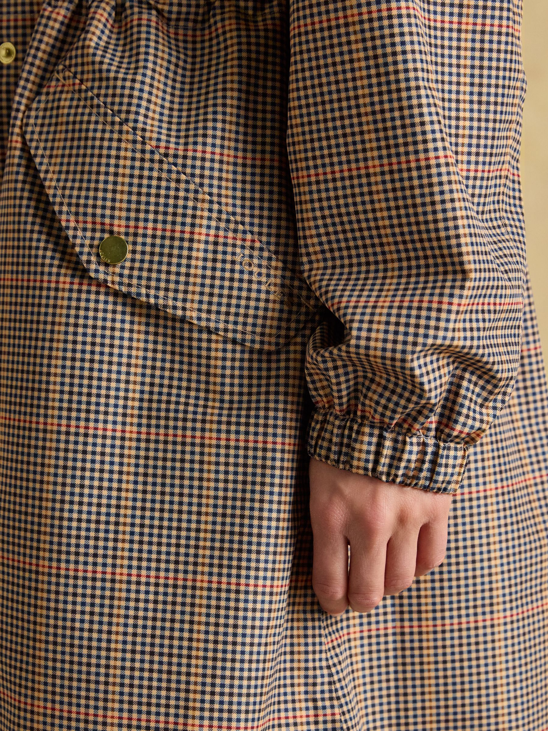 Holkham Brown Check Waterproof Packable Raincoat With Hood - Image 6 of 11