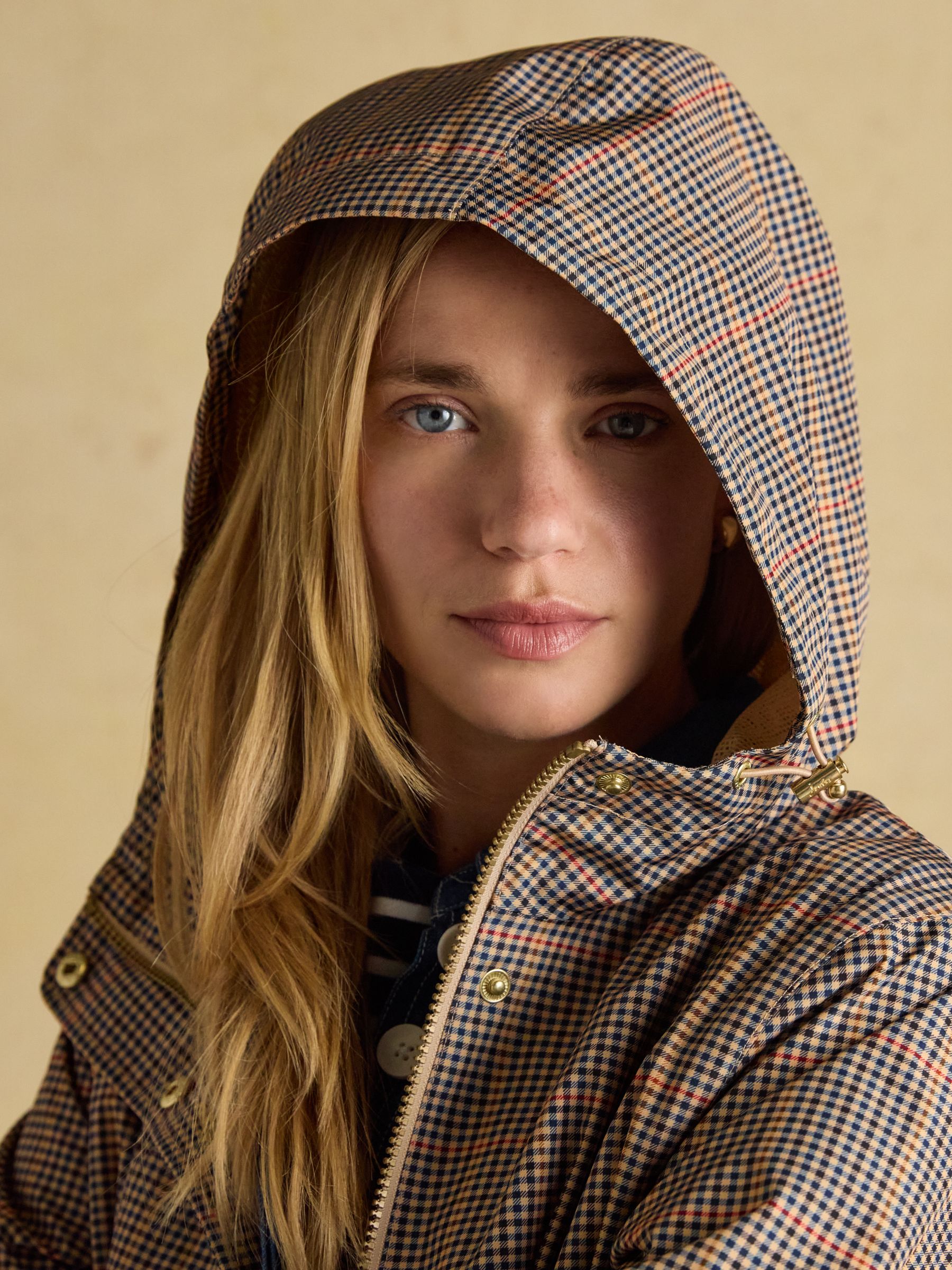 Holkham Brown Check Waterproof Packable Raincoat With Hood - Image 7 of 11