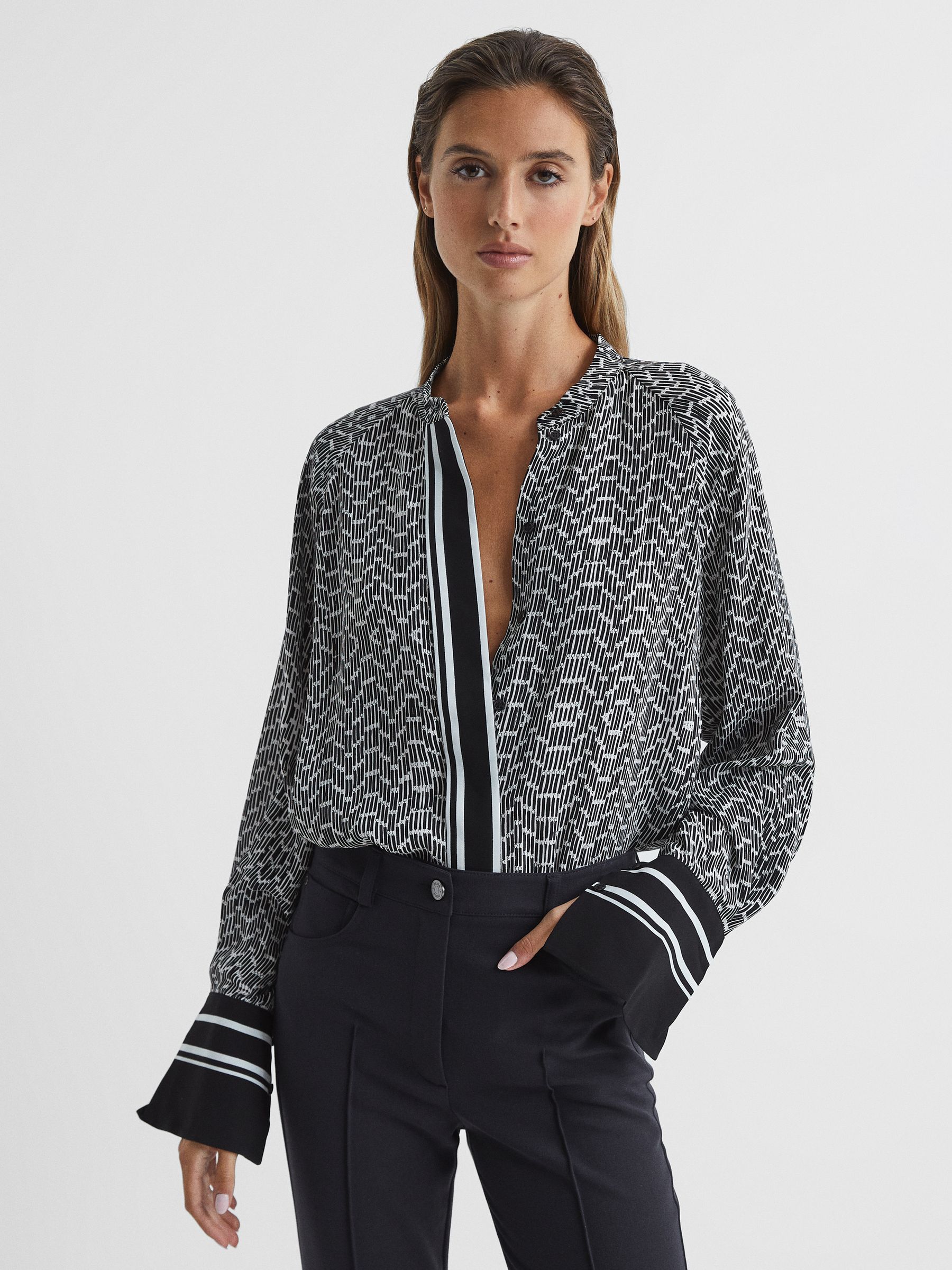 Bead Print Blouse in Navy - Image 1 of 5