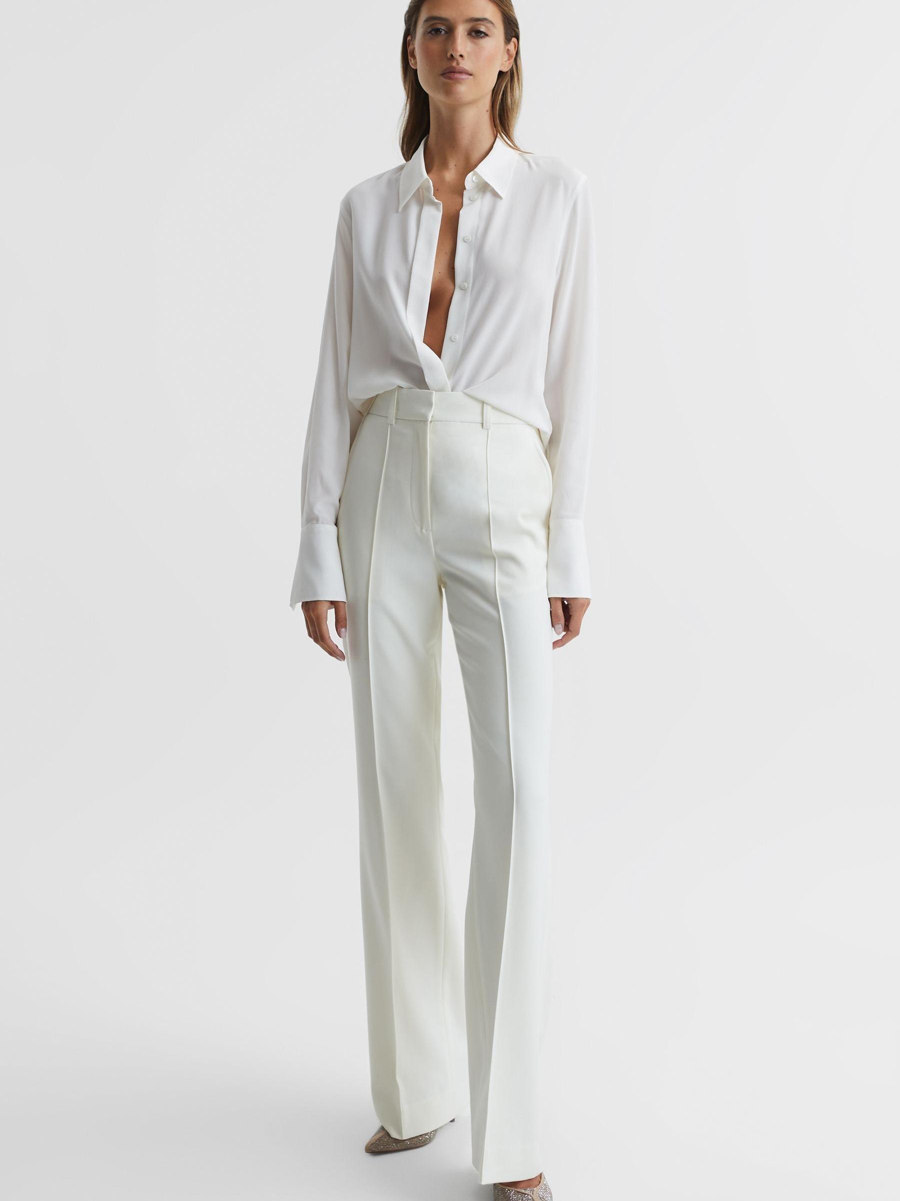 Matte Silk Tunic Shirt in Ivory - Image 1 of 7