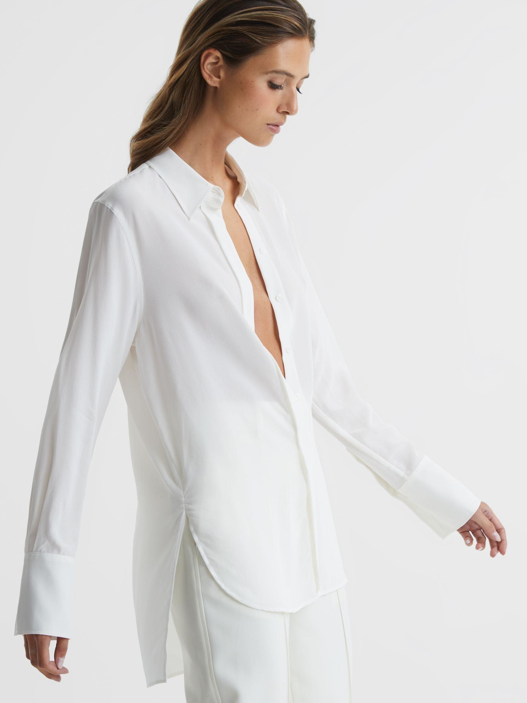 Matte Silk Tunic Shirt in Ivory - Image 3 of 7
