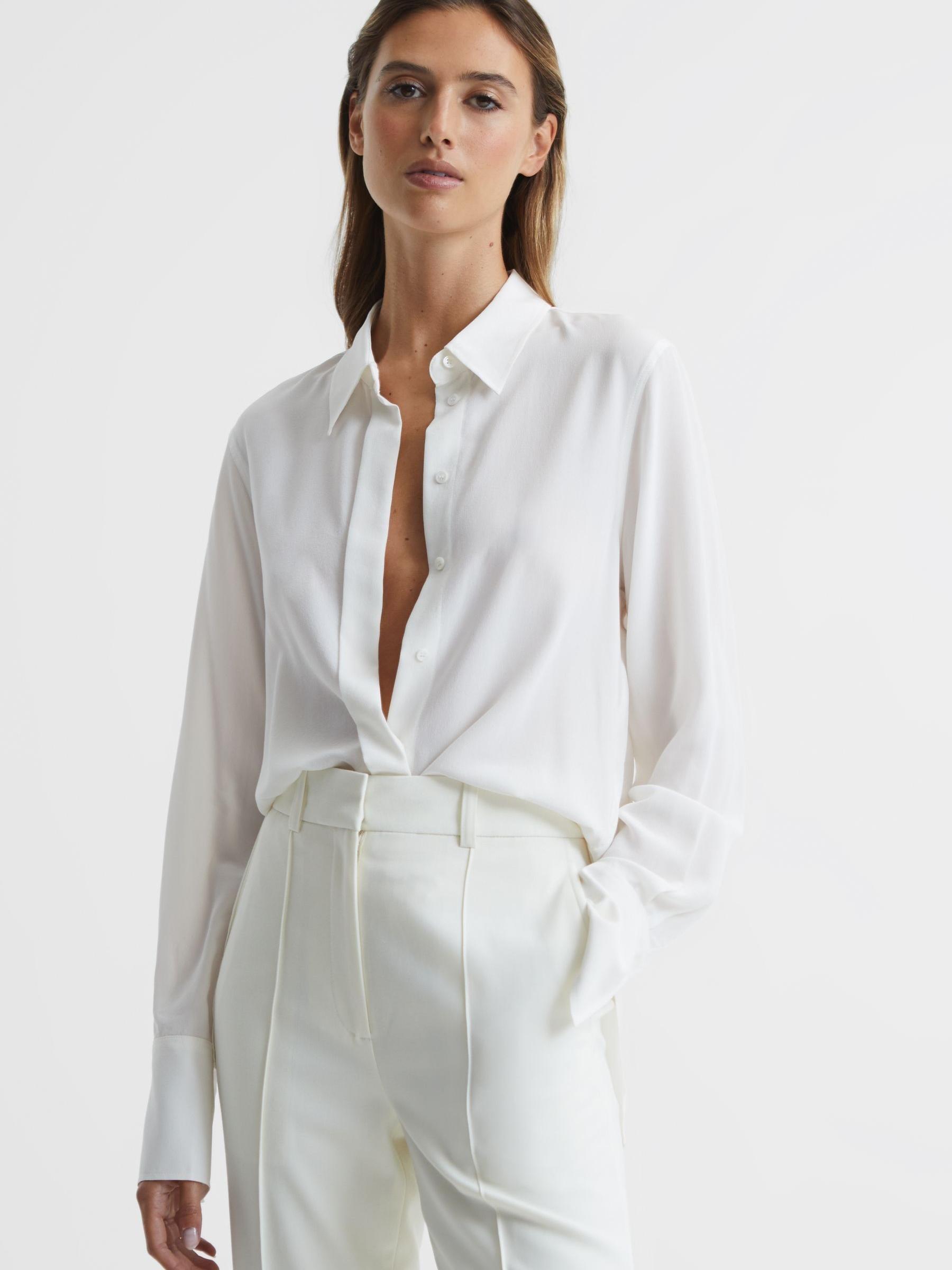 Matte Silk Tunic Shirt in Ivory - Image 6 of 7