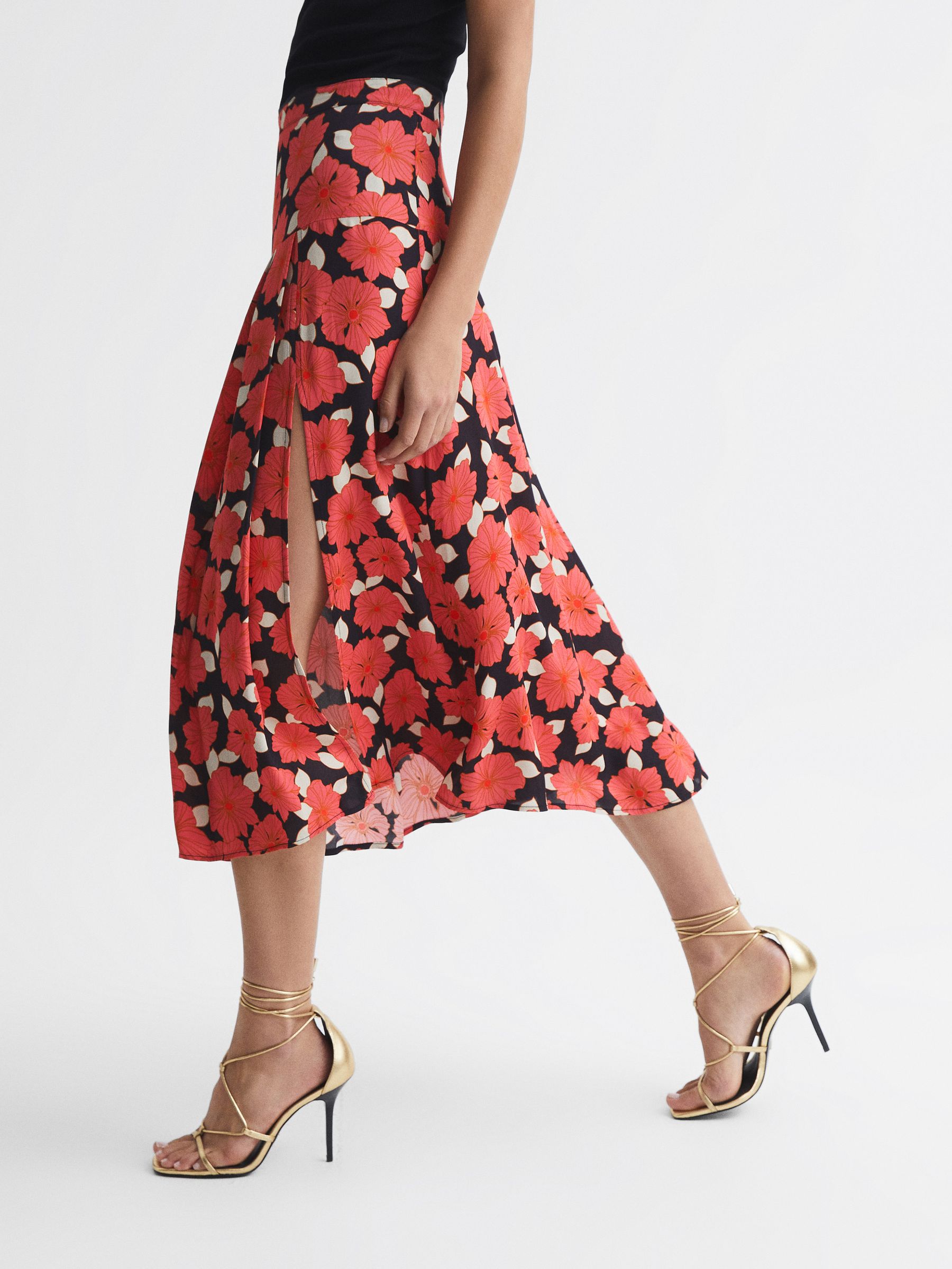 Printed Slip Skirt in Coral - Image 3 of 6