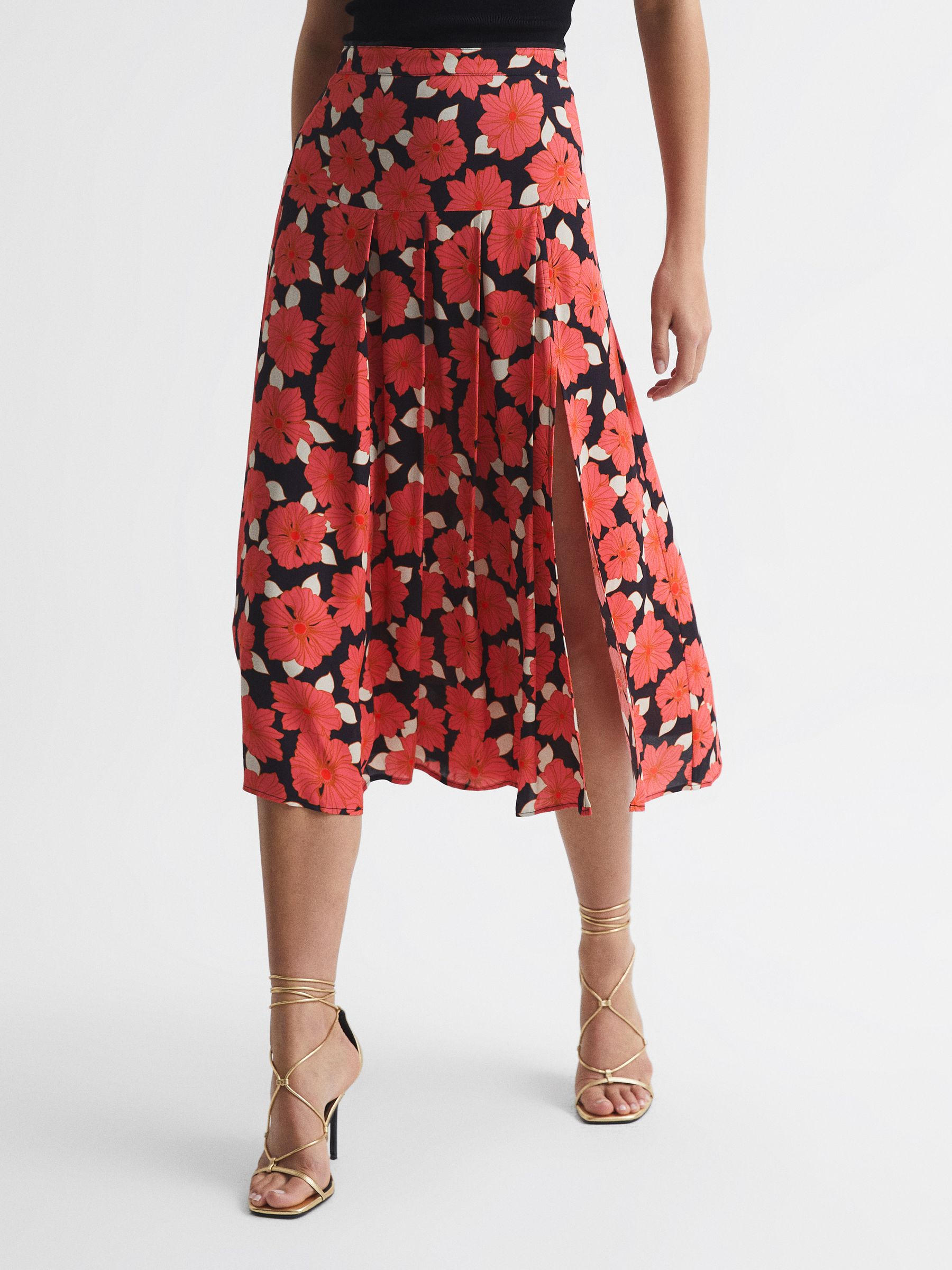 Printed Slip Skirt in Coral - Image 6 of 6