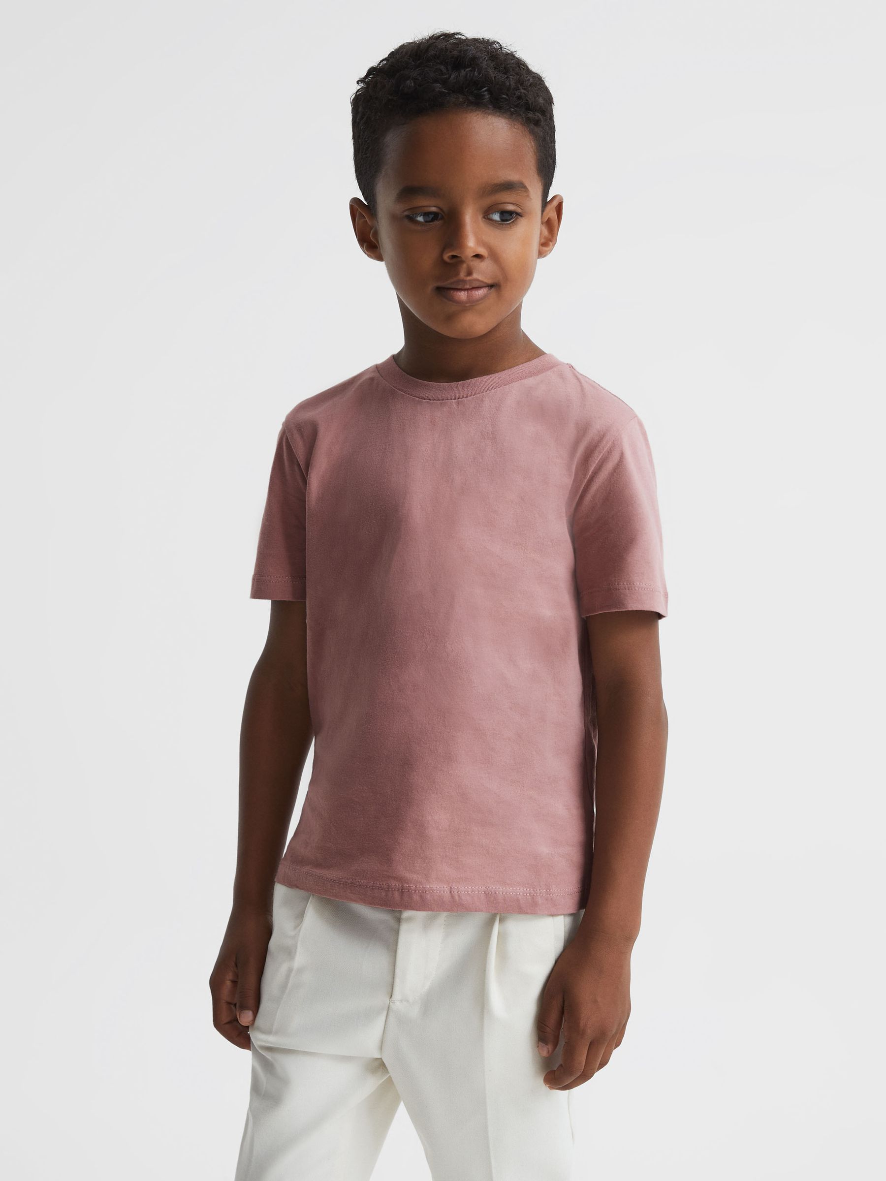 3-9 yrs Cotton-Blend Jersey Crew-Neck T-Shirt in Pink Dusty Rose - Image 1 of 7
