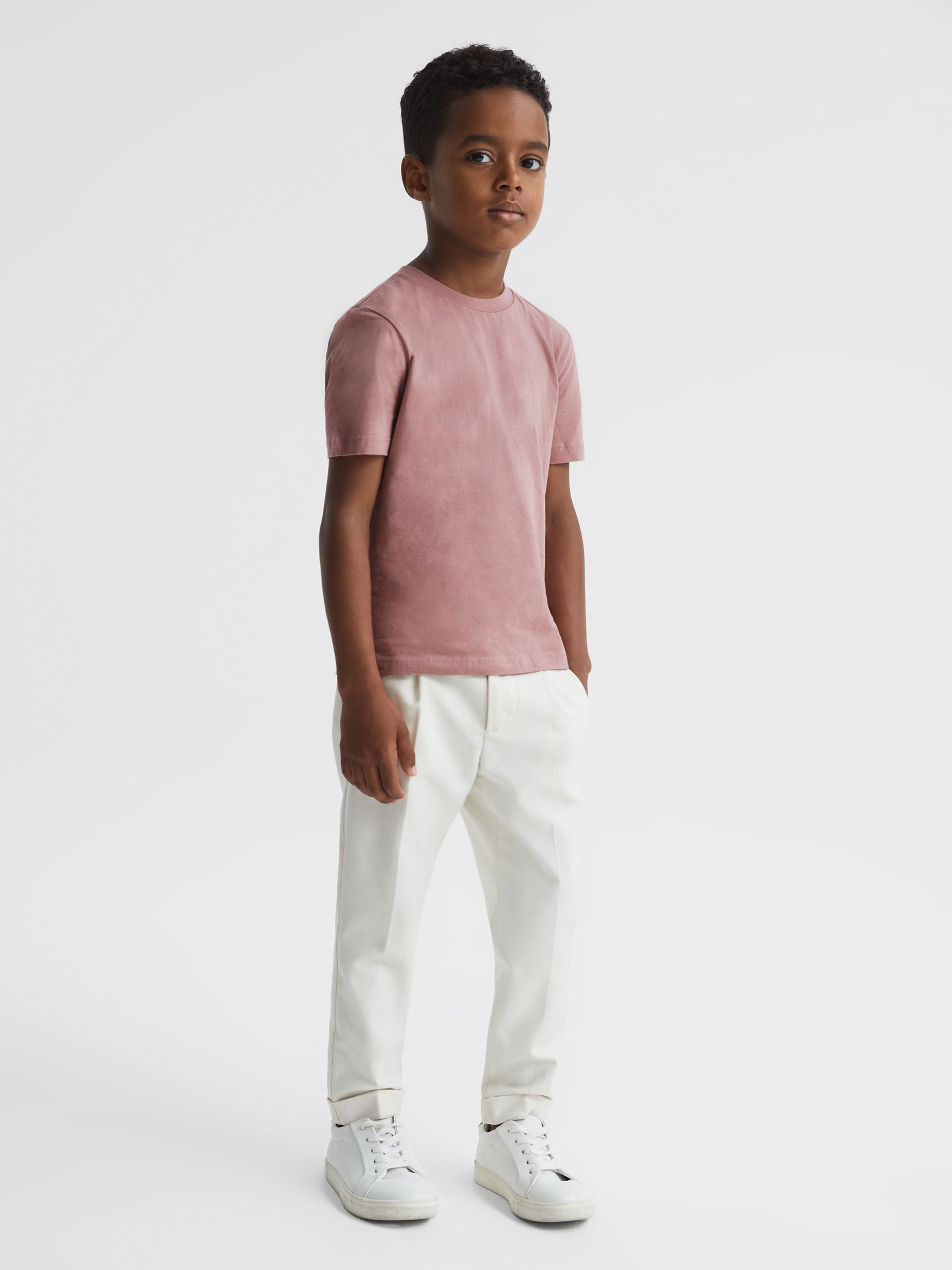 3-9 yrs Cotton-Blend Jersey Crew-Neck T-Shirt in Pink Dusty Rose - Image 3 of 7