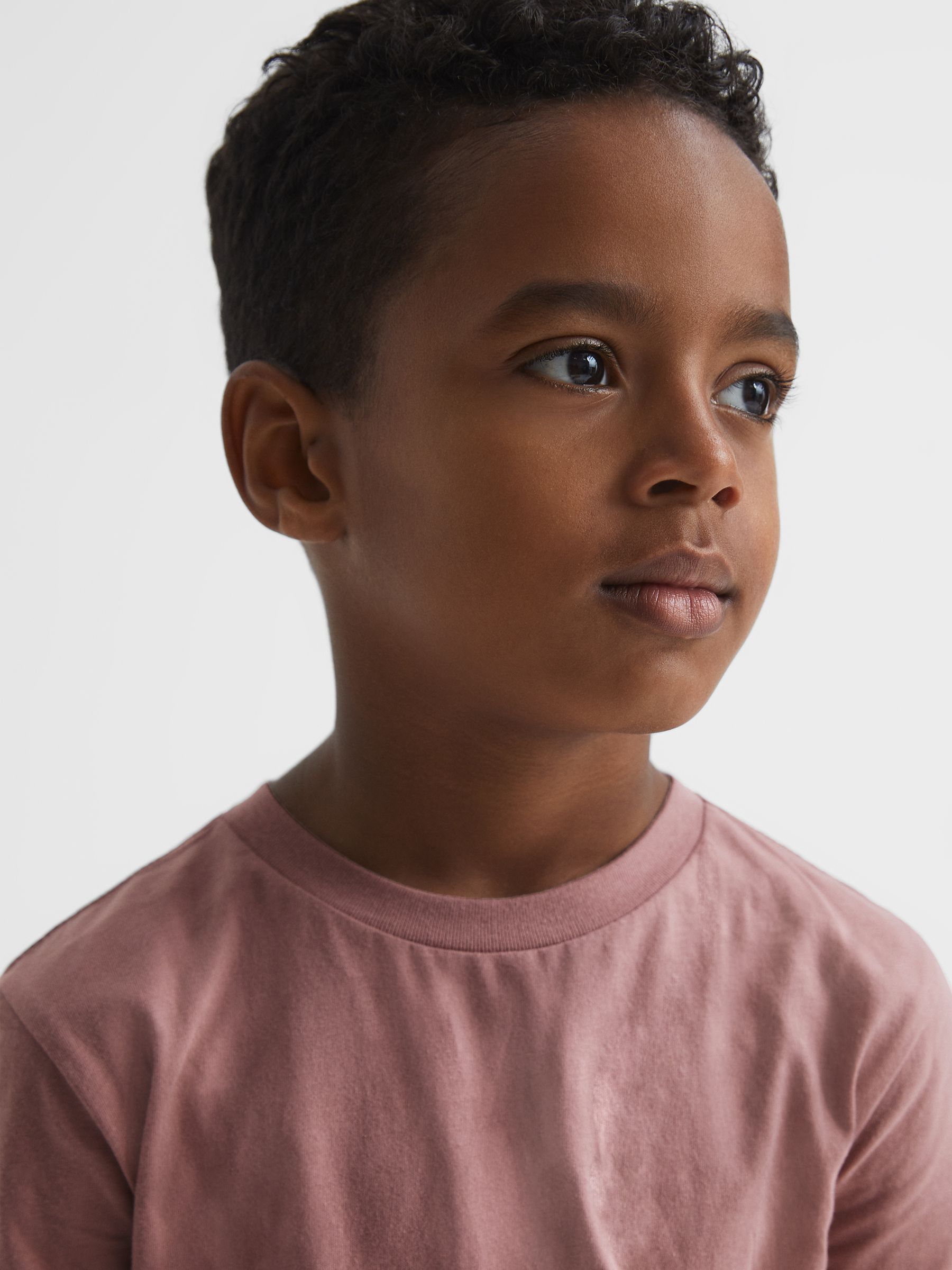 3-9 yrs Cotton-Blend Jersey Crew-Neck T-Shirt in Pink Dusty Rose - Image 4 of 7