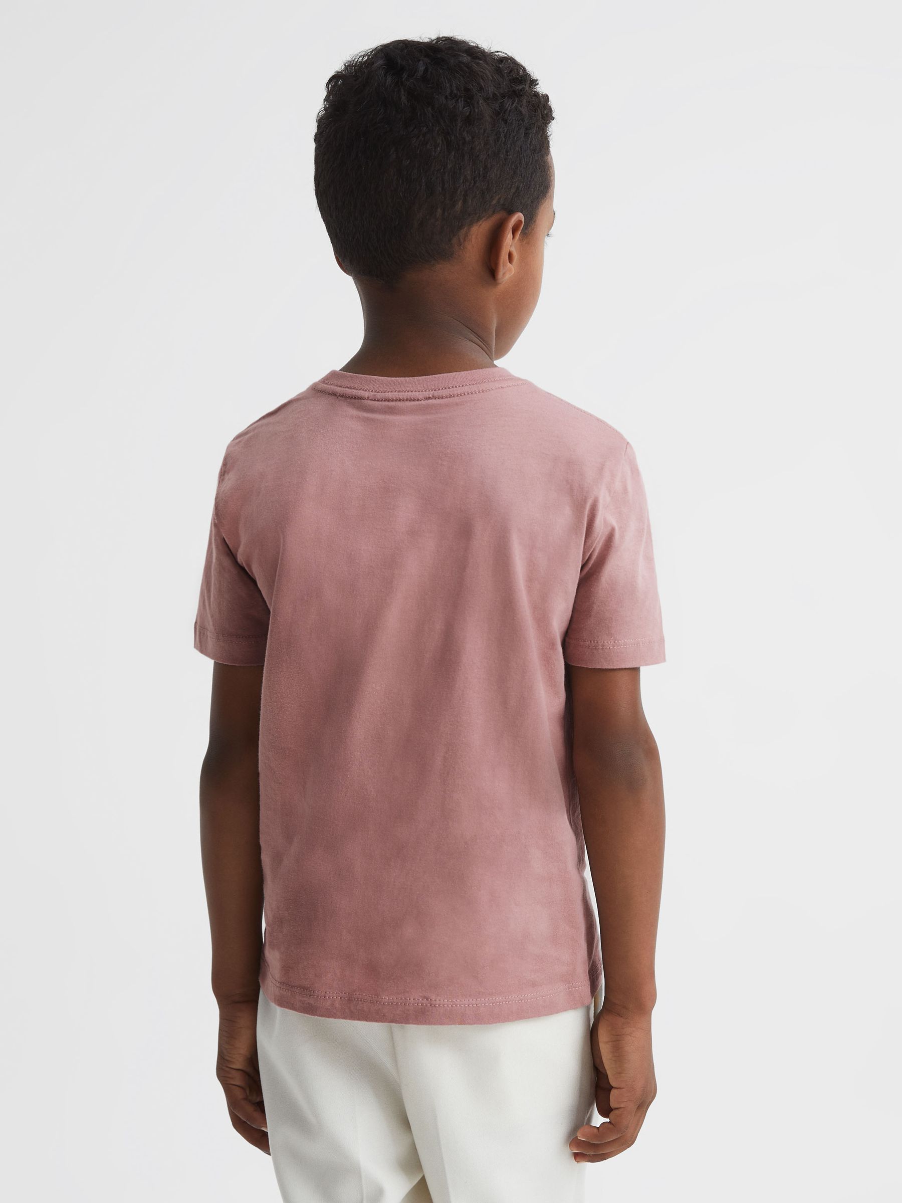 3-9 yrs Cotton-Blend Jersey Crew-Neck T-Shirt in Pink Dusty Rose - Image 5 of 7