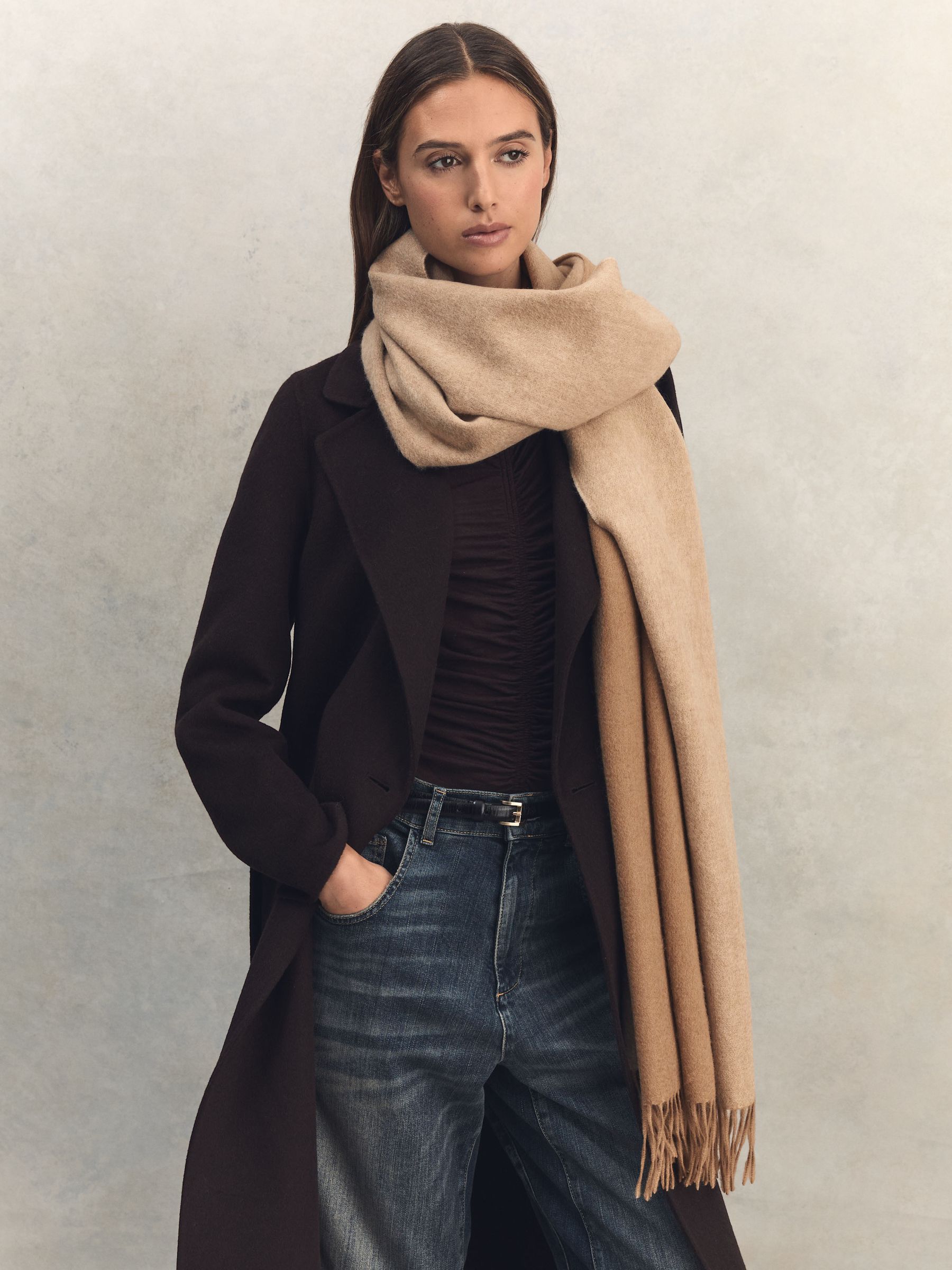 Wool-Cashmere Scarf in Camel - Image 2 of 6