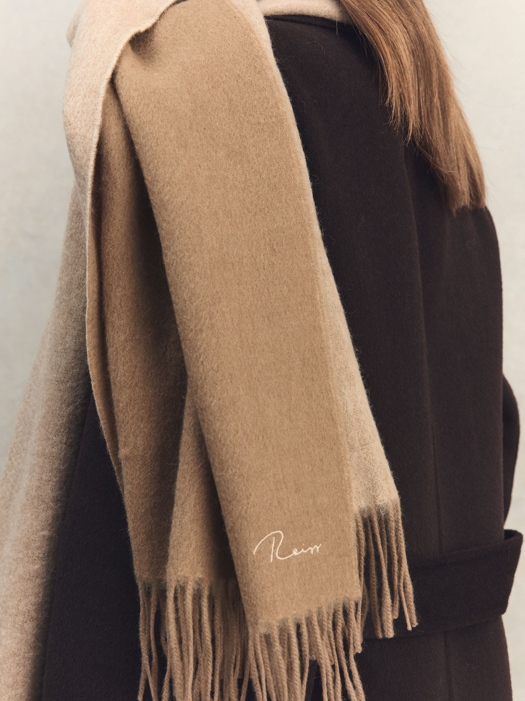 Wool-Cashmere Scarf in Camel - Image 3 of 6