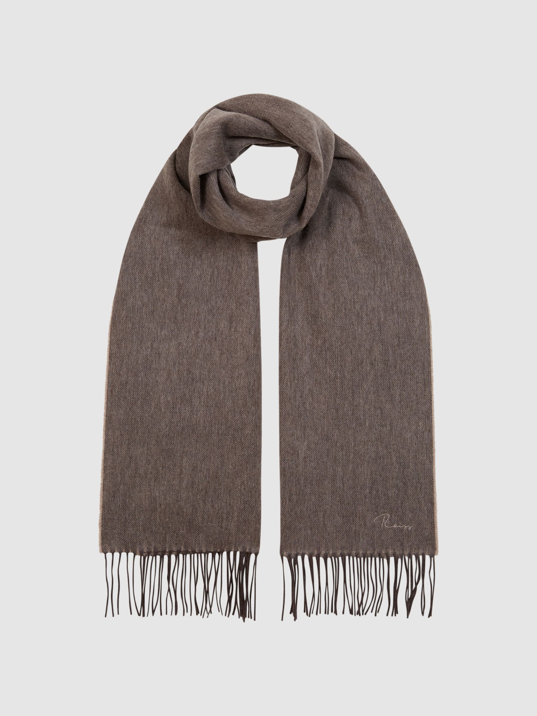 Wool and Cashmere Scarf in Taupe - Image 3 of 5
