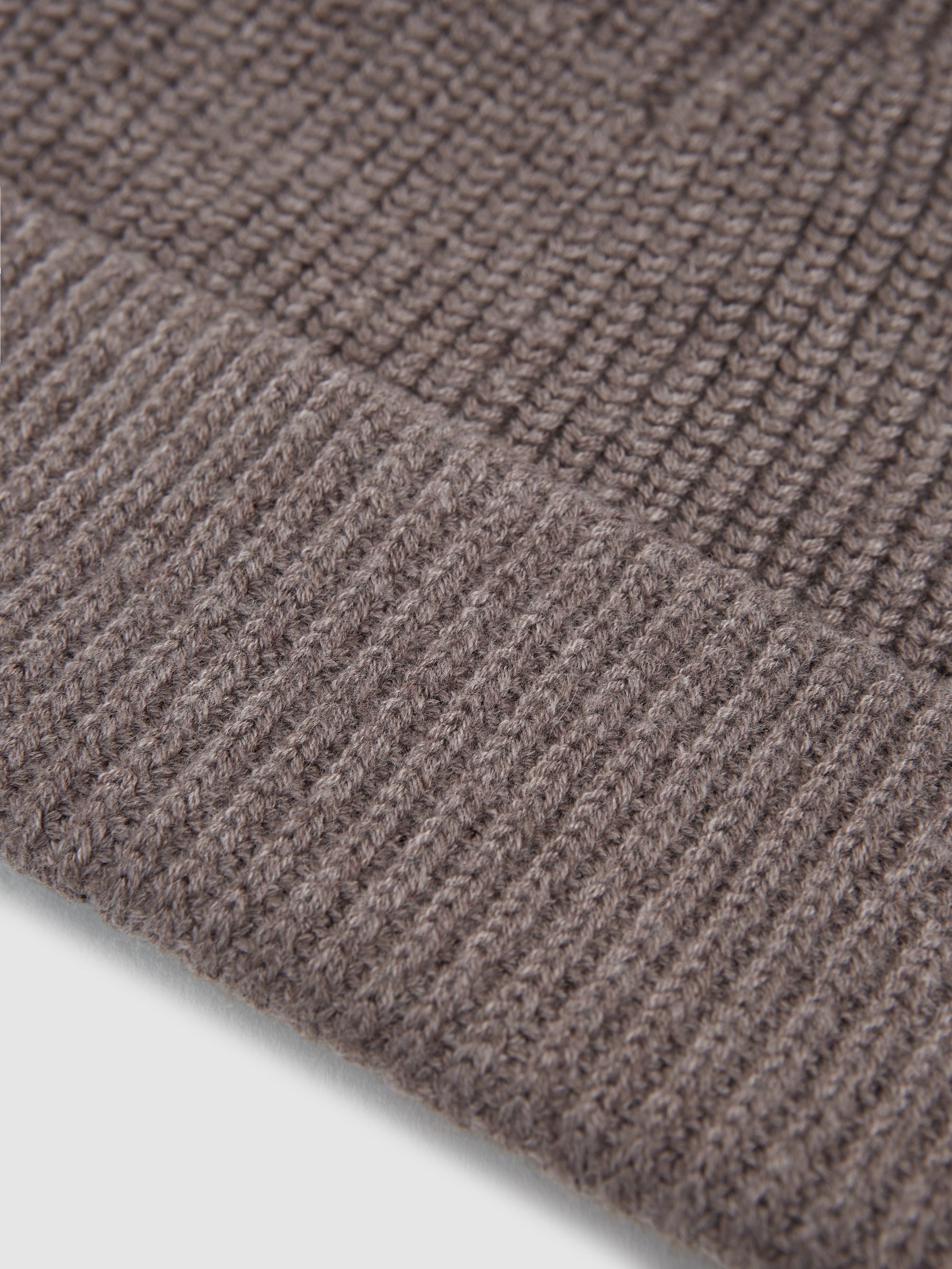 Wool Blend Beanie Hat in Taupe - Image 4 of 4