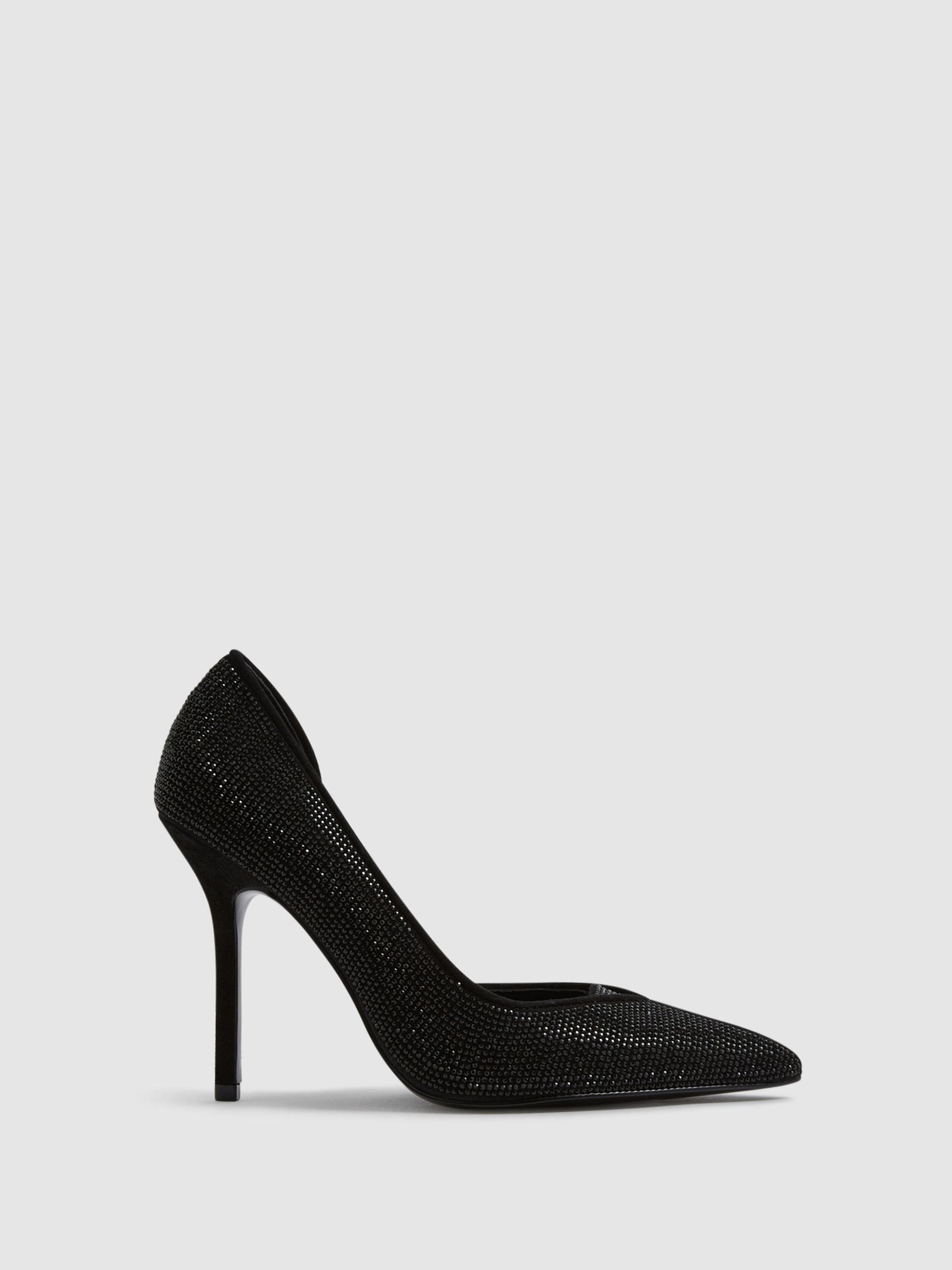 Crystal Pointed Court Heel in Black - Image 1 of 5