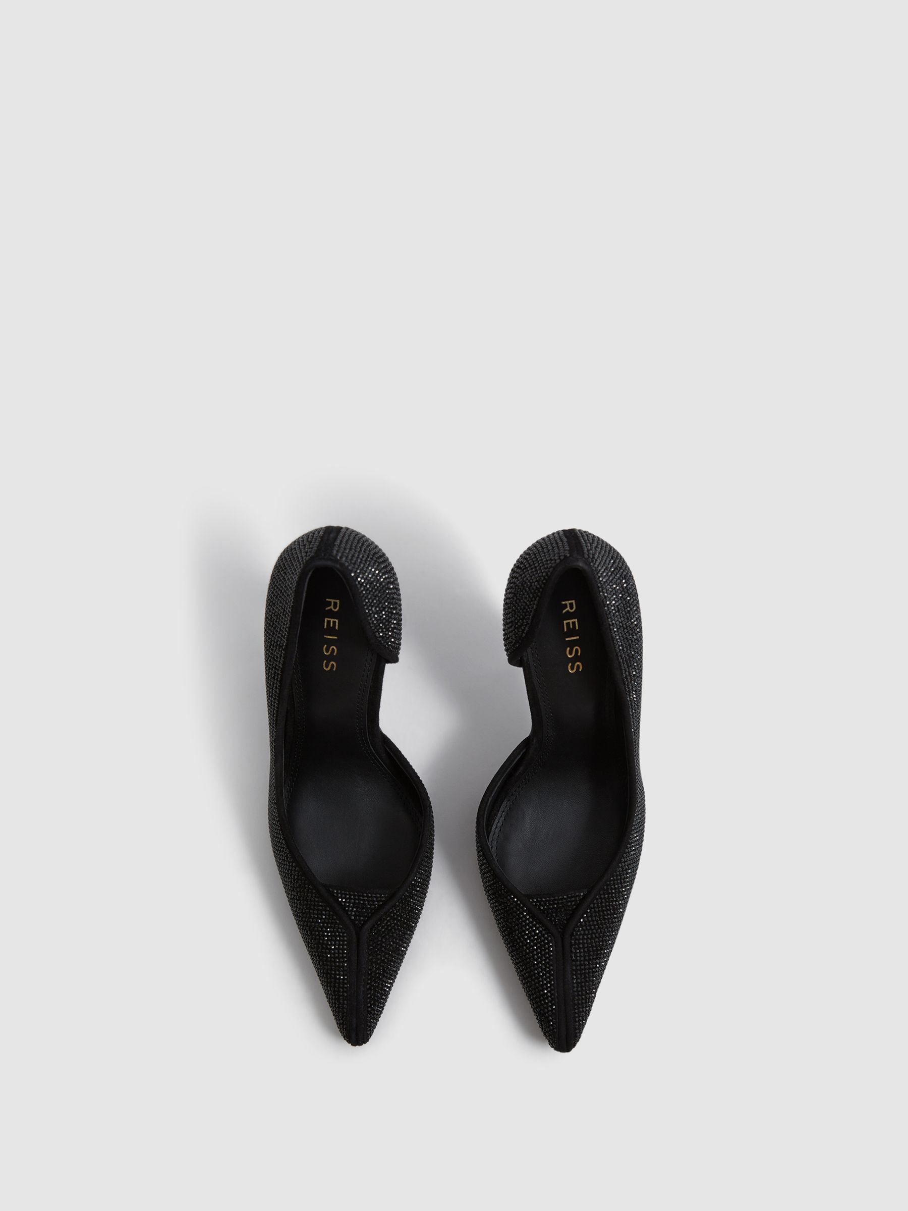 Crystal Pointed Court Heel in Black - Image 3 of 5
