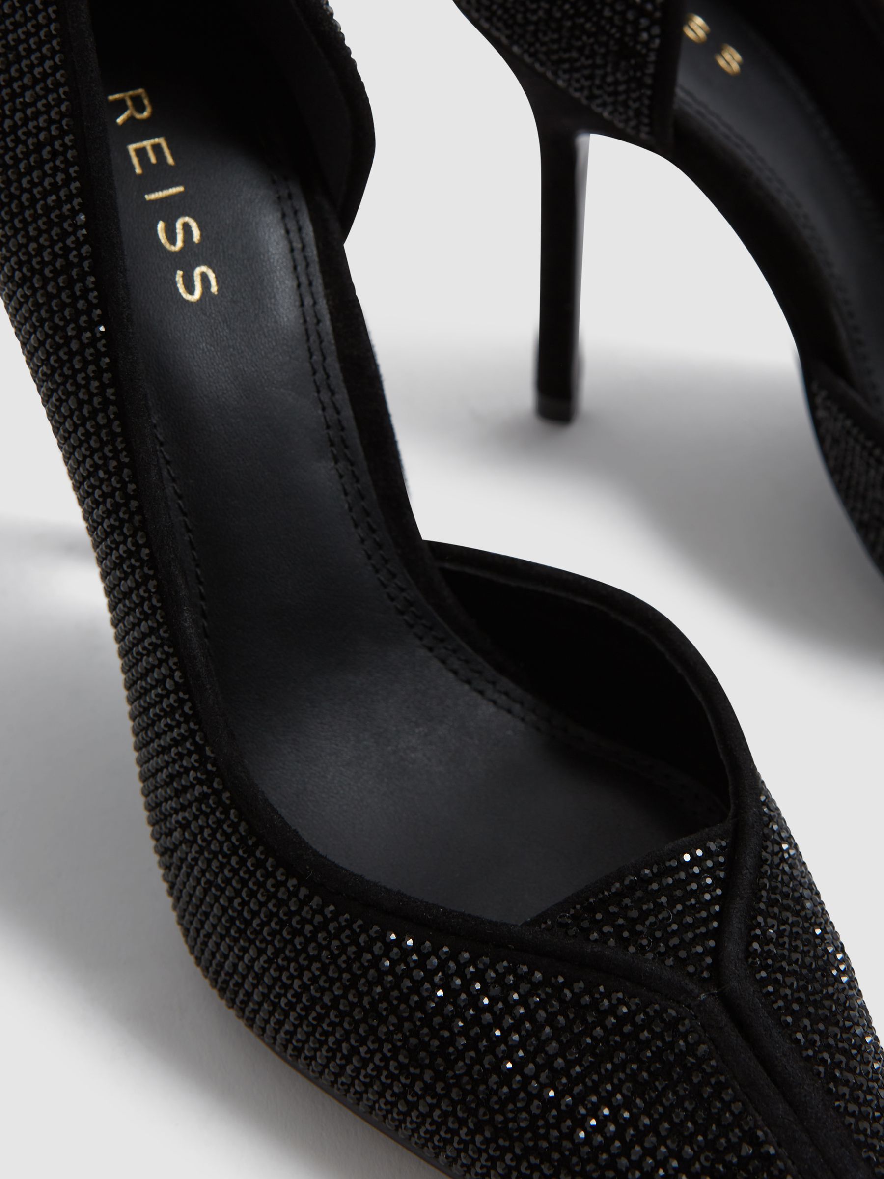 Crystal Pointed Court Heel in Black - Image 4 of 5