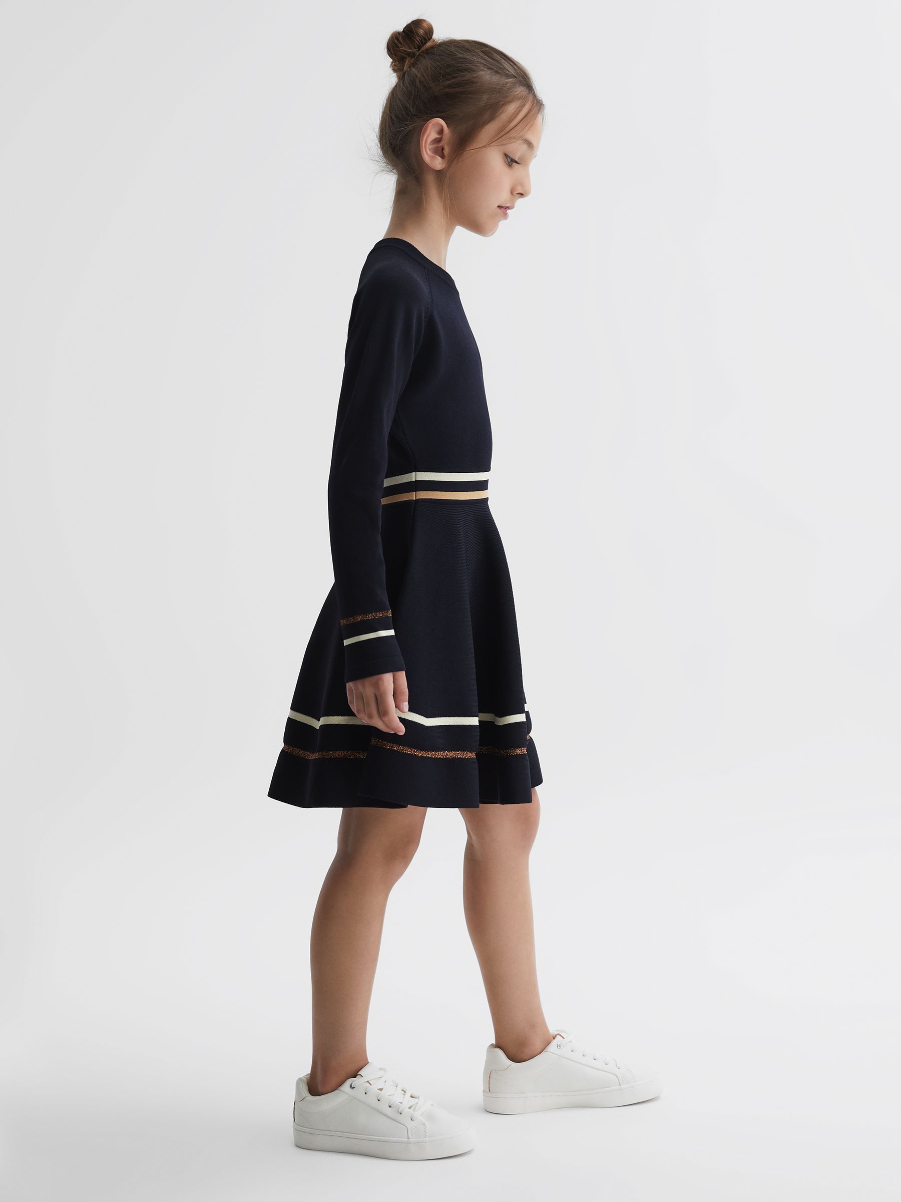 Junior Knitted Dress in Navy - Image 3 of 7