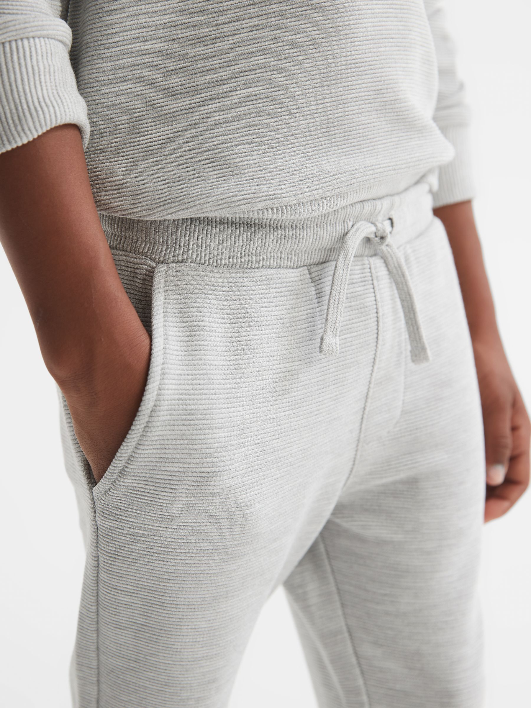 Junior Ribbed Jersey Joggers in Grey - Image 4 of 8