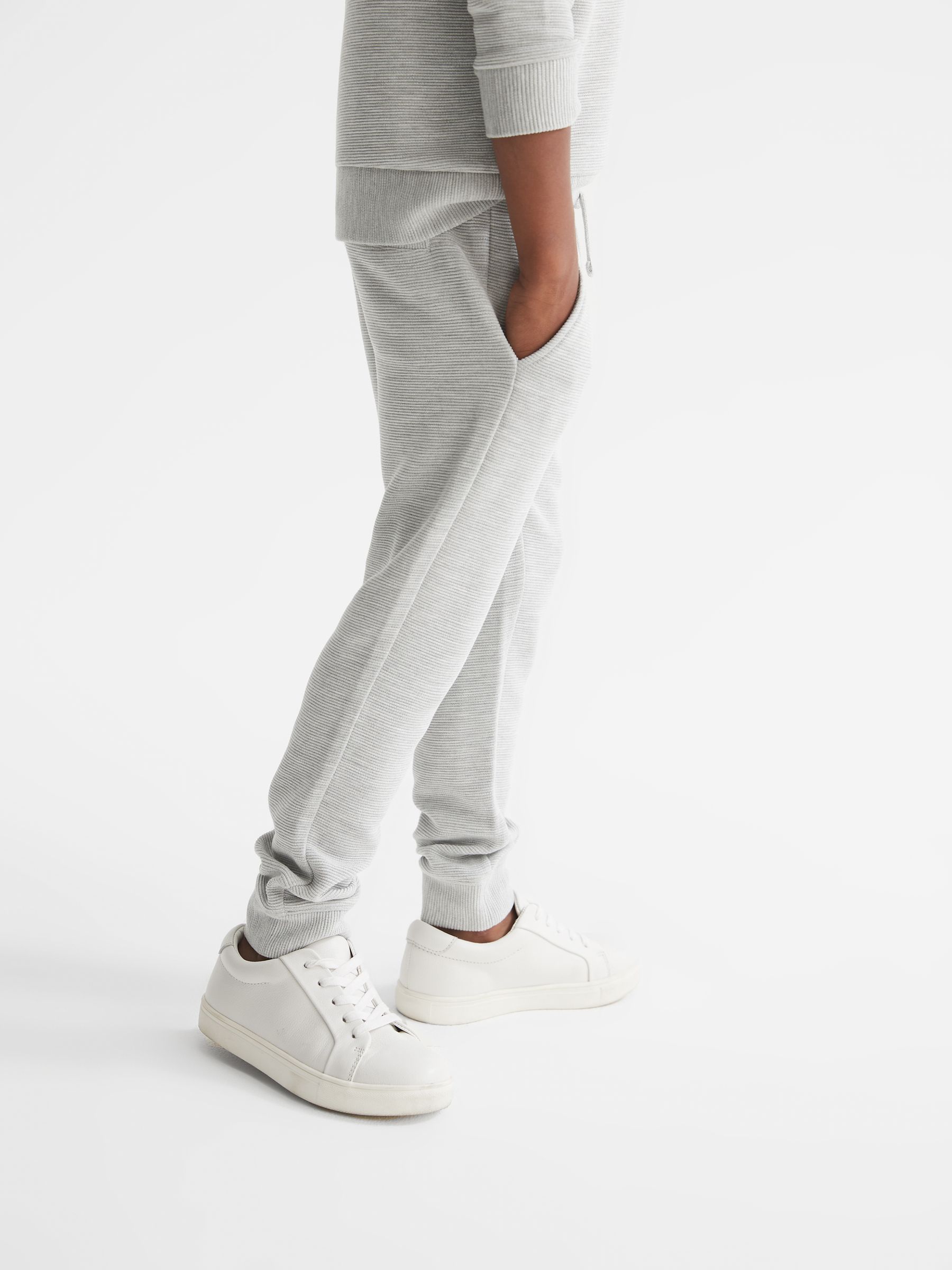 Junior Ribbed Jersey Joggers in Grey - Image 5 of 8
