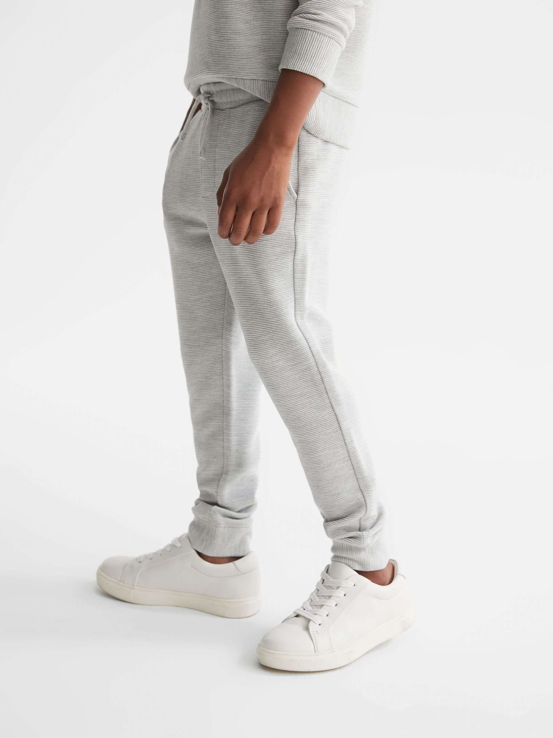 Junior Ribbed Jersey Joggers in Grey - Image 6 of 8