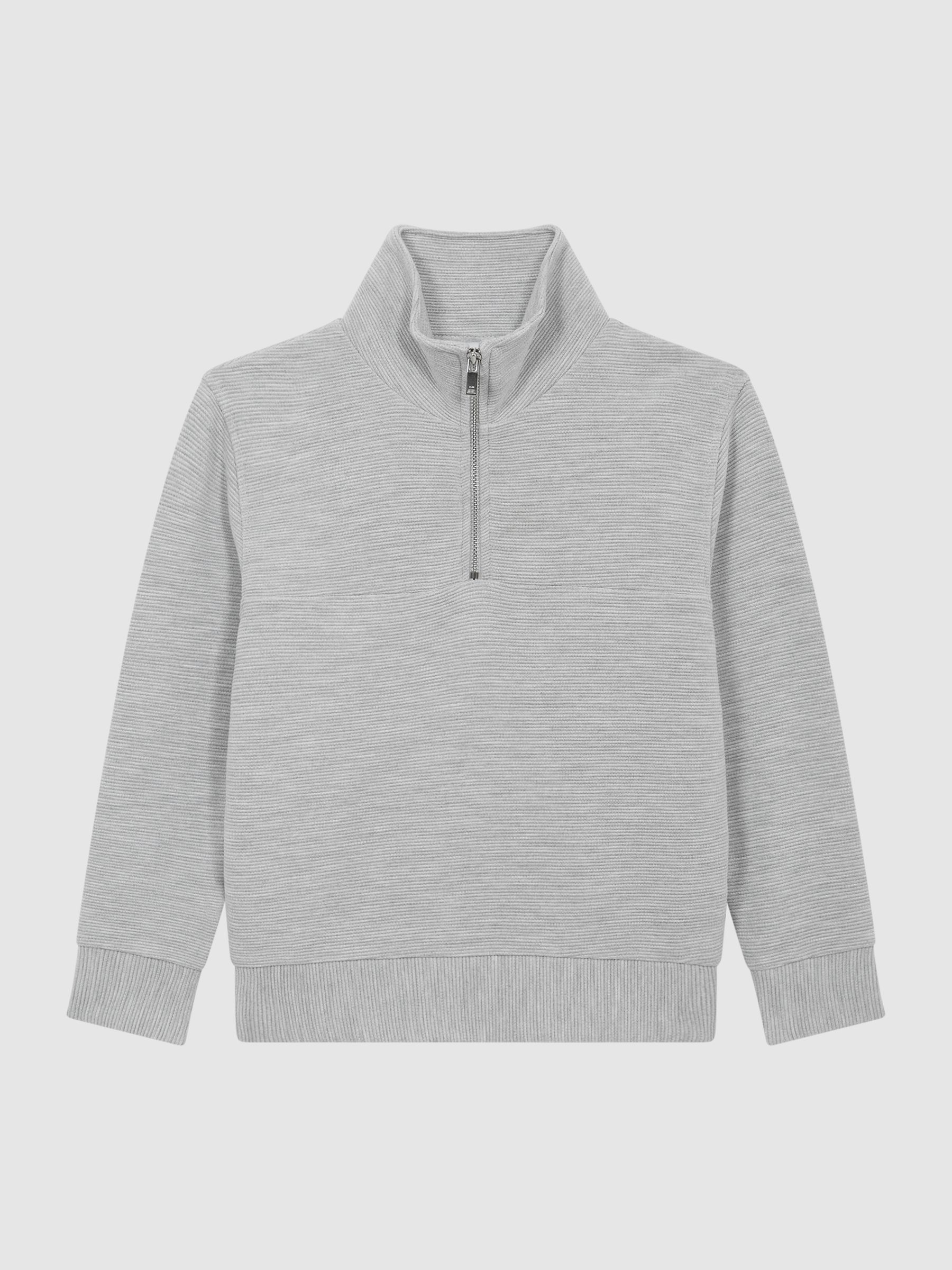 Junior Ribbed Half Zip Funnel Neck Jersey in Grey - Image 2 of 8