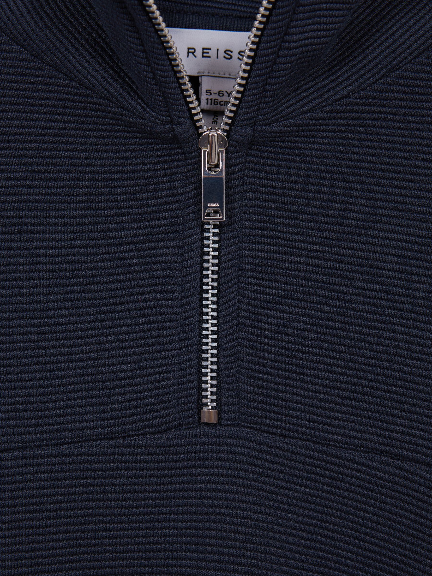 Junior Ribbed Half Zip Funnel Neck Jersey in Airforce Blue - Image 6 of 6