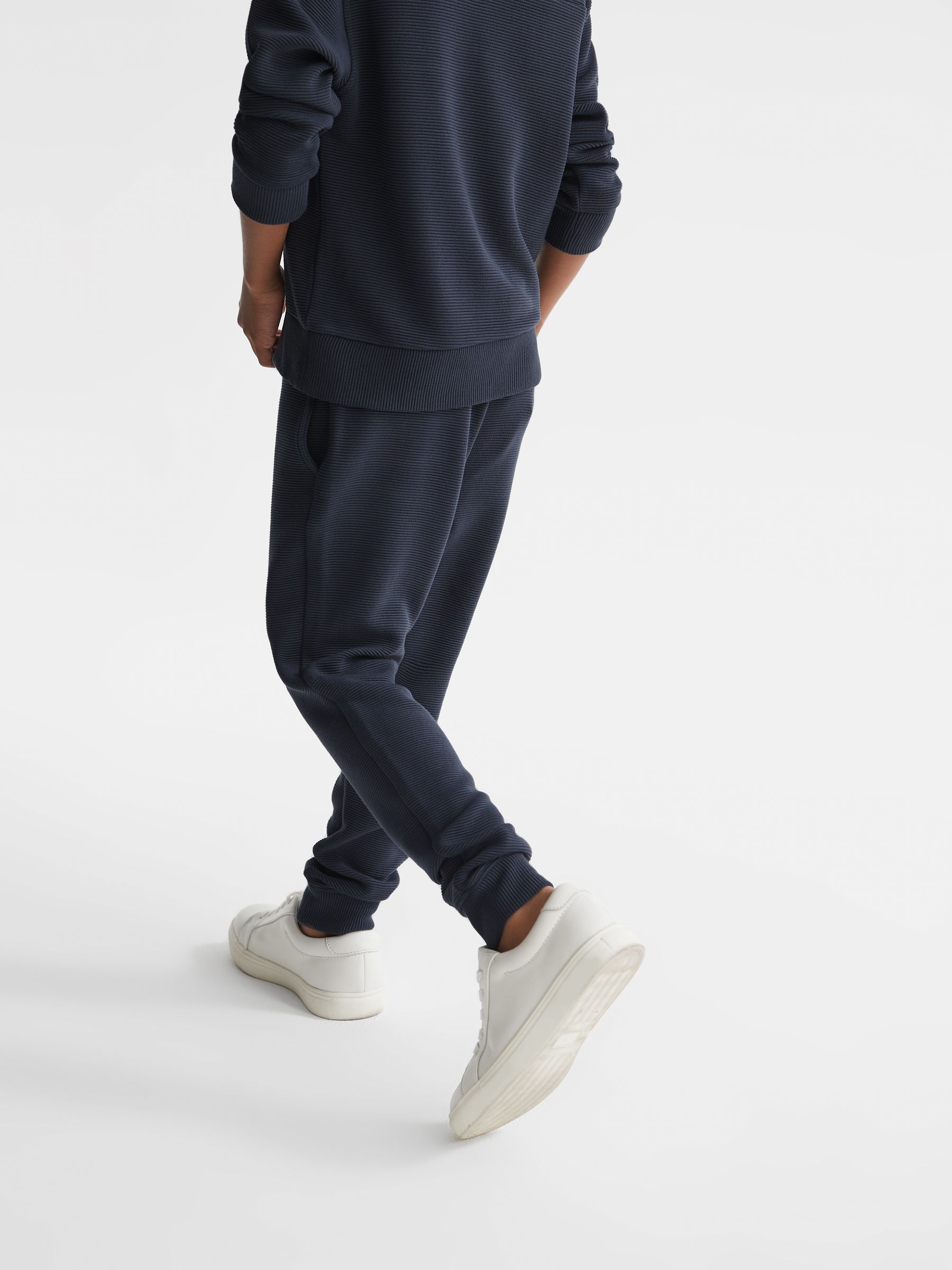 Junior Ribbed Jersey Joggers in Airforce Blue - Image 4 of 5