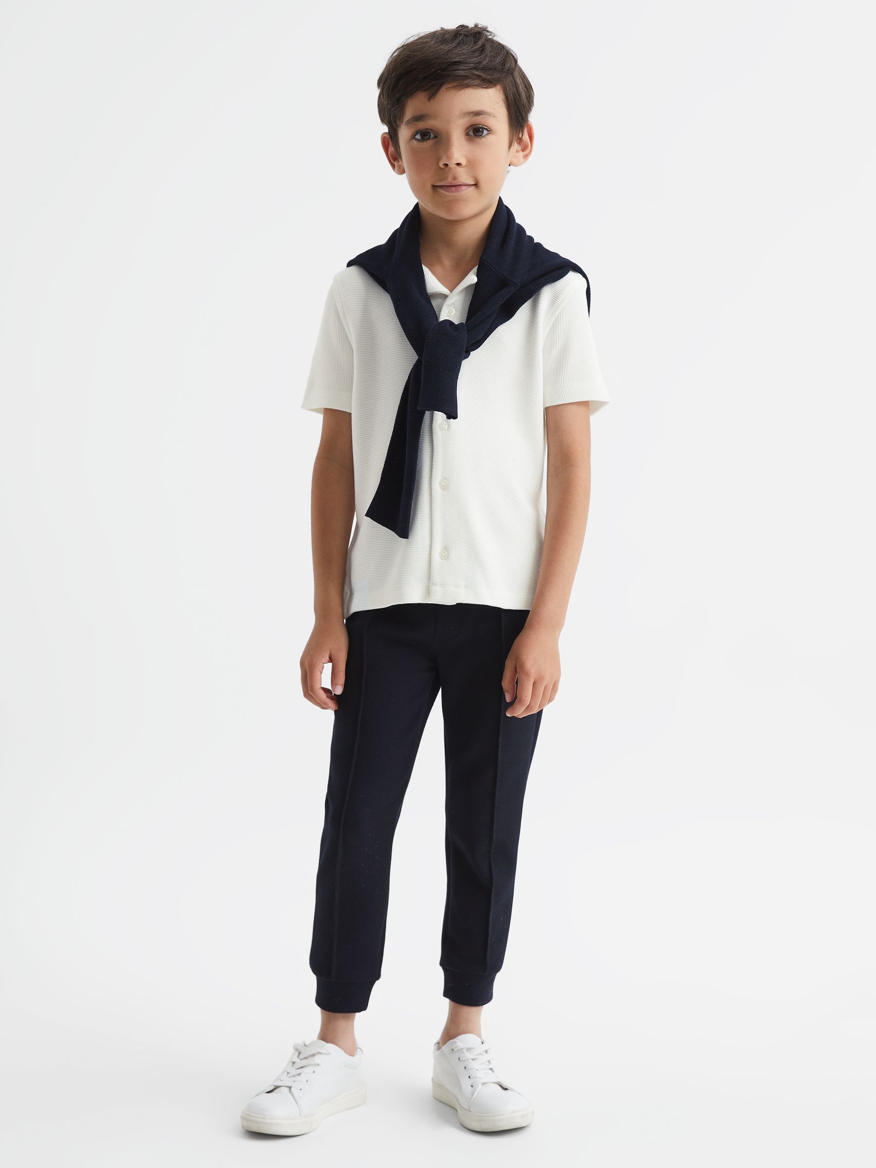 Senior Cuban Collar Ribbed Shirt in White - Image 4 of 6