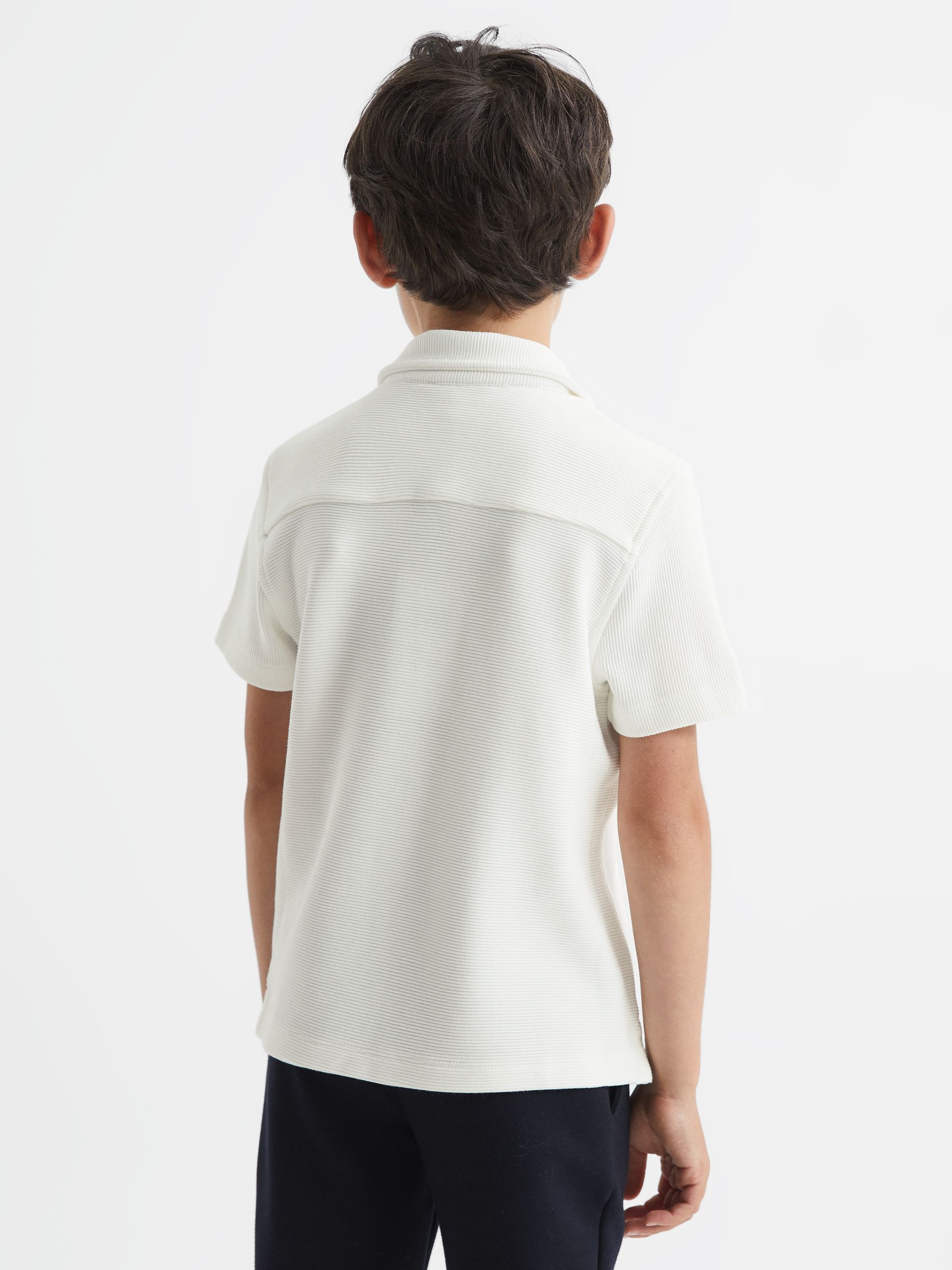 Senior Cuban Collar Ribbed Shirt in White - Image 5 of 6