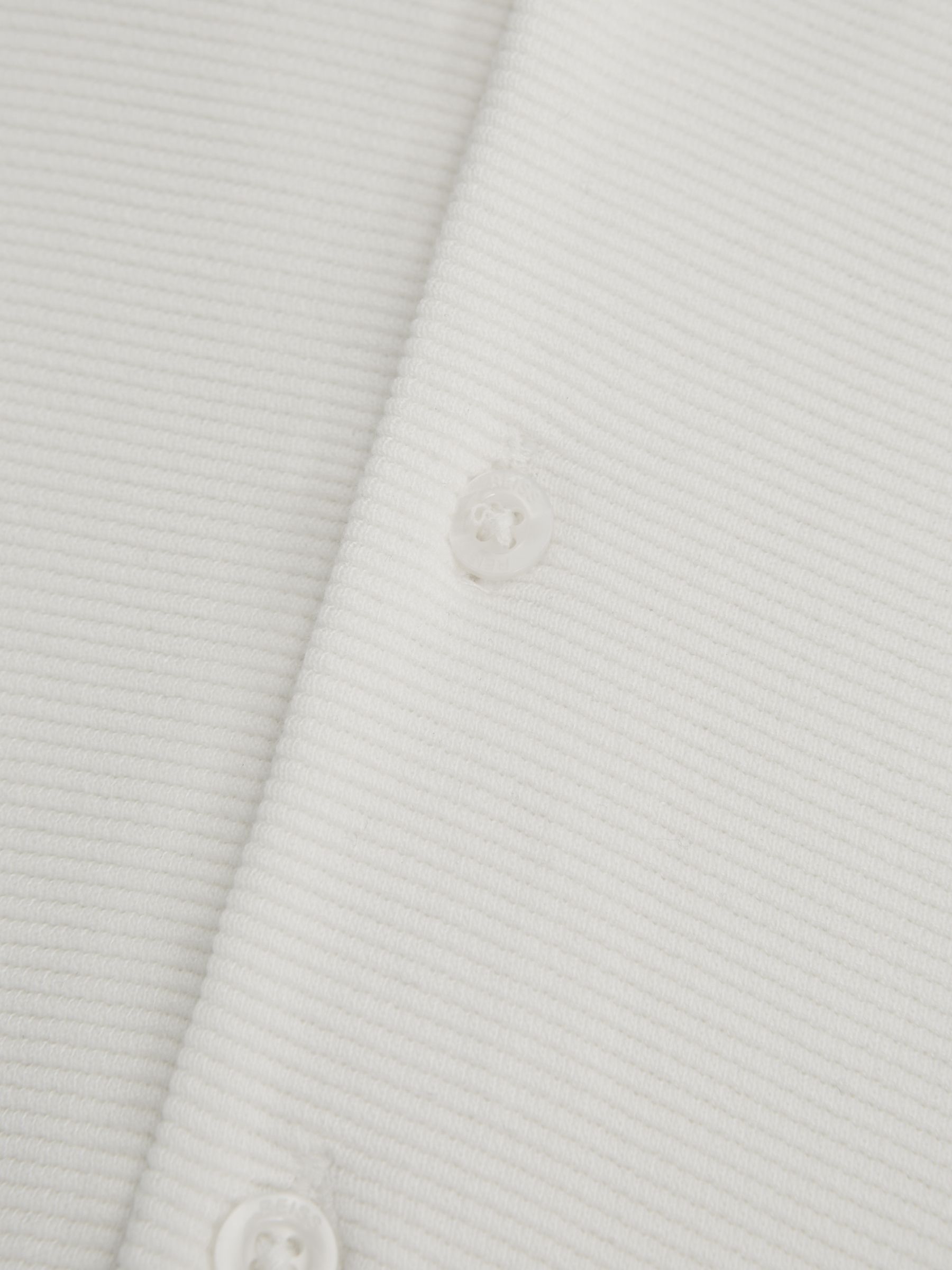 Junior Cuban Collar Ribbed Shirt in White - Image 6 of 6