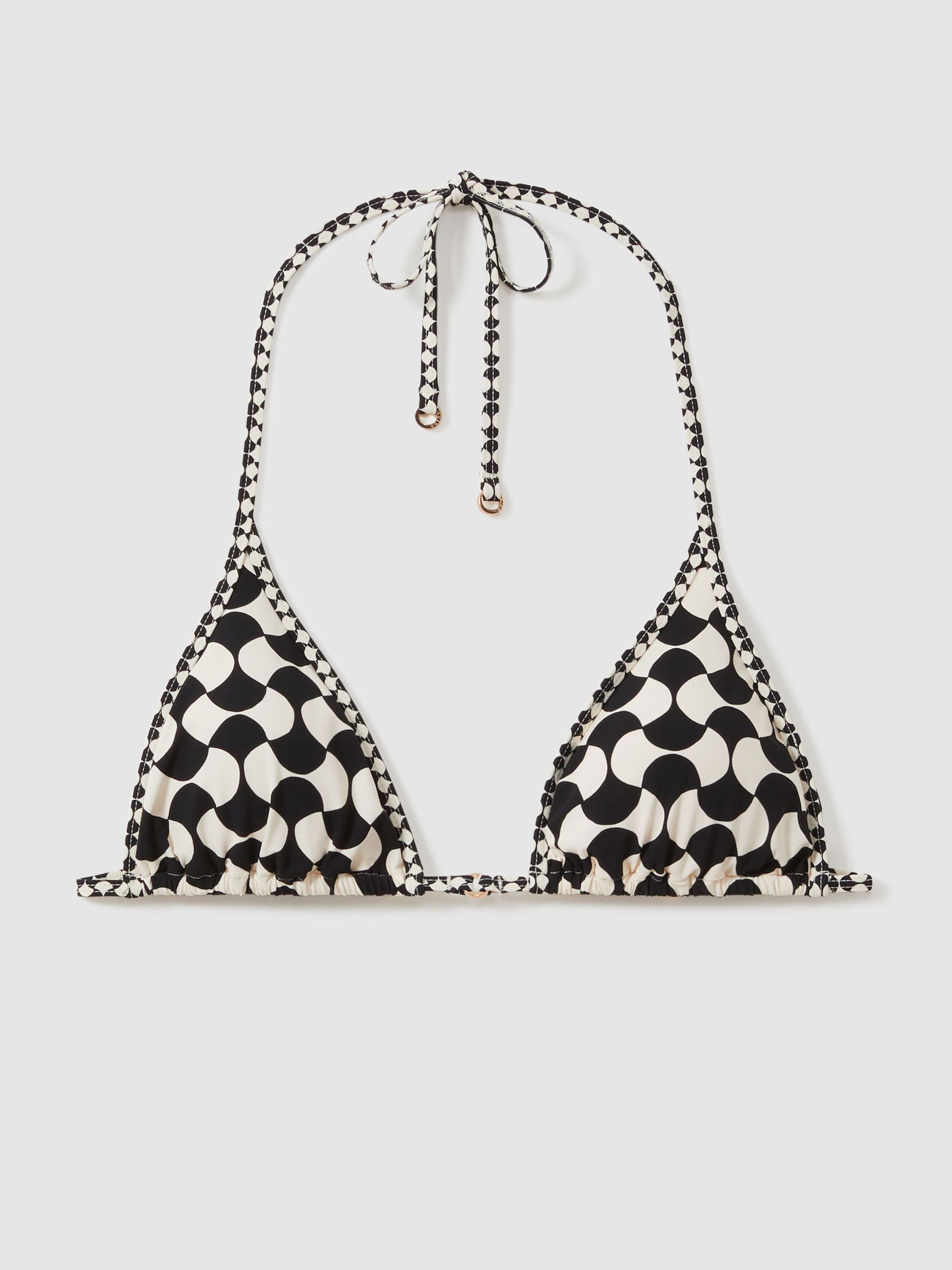 Printed Triangle Bikini Top in White/Black - Image 2 of 4