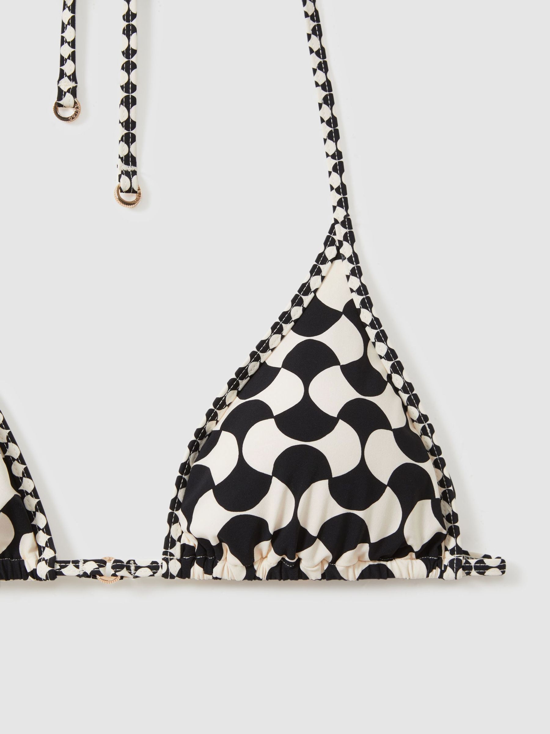 Printed Triangle Bikini Top in White/Black - Image 4 of 4